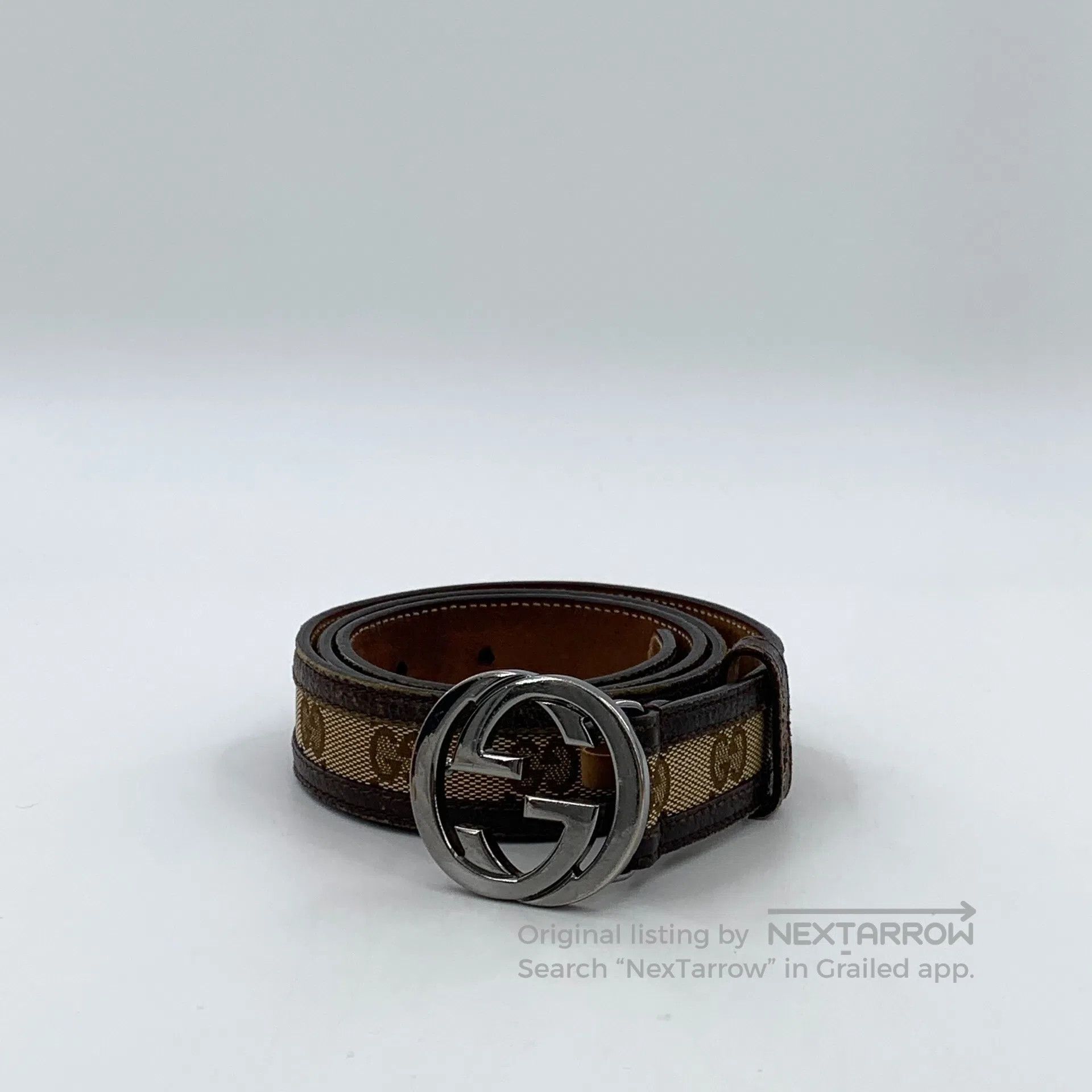 Gucci Guicci Color-Blocked Logo Jacquard Double G Buckle Leather Size ONE SIZE - 1 Thumbnail