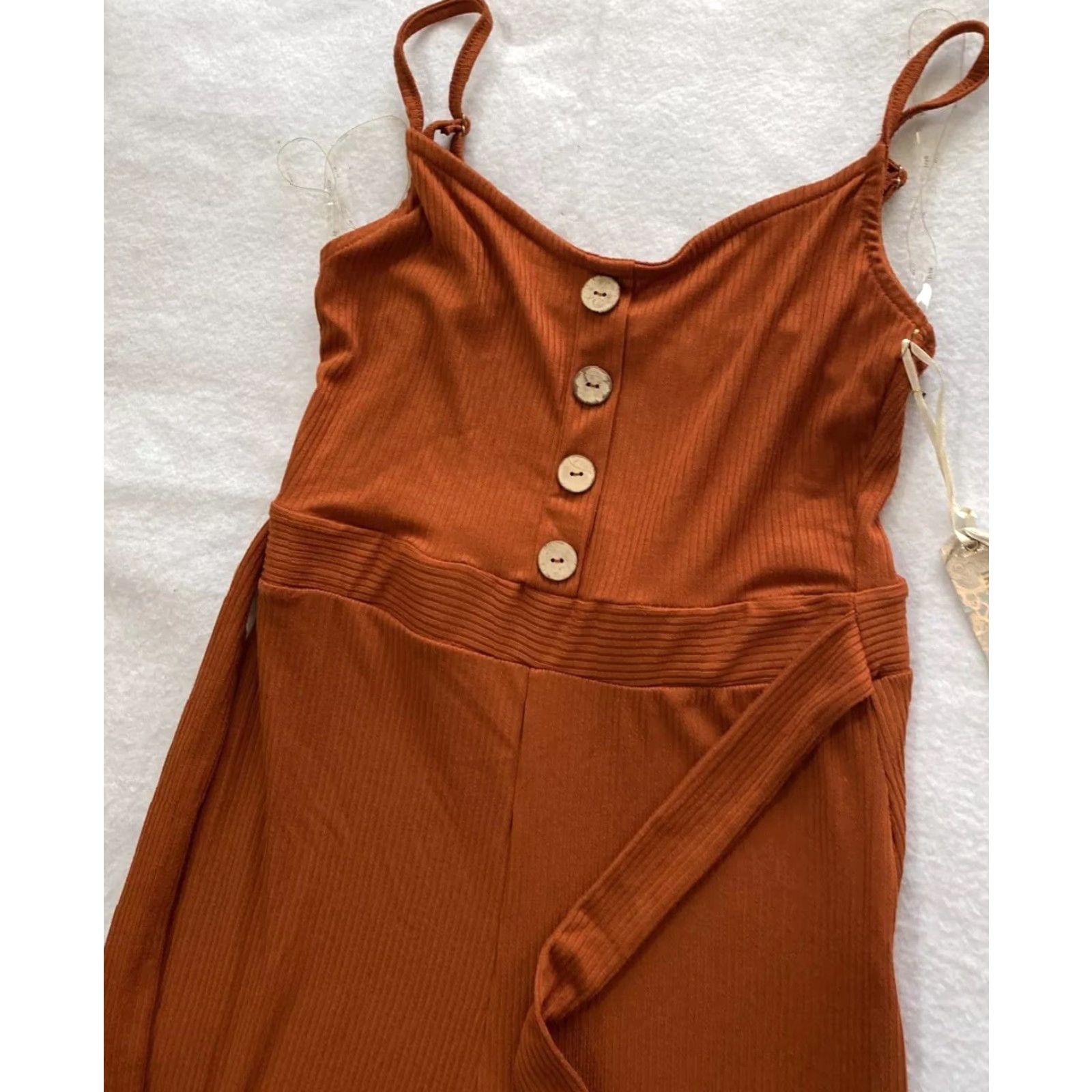 Vintage IRIS Jumpsuit Women’s Size Small Brown Stretch Floral Lace Top Sleeveless Scoop Neck Back Zipper 30" Inseam Formal/Party 2020-2029 Women/S Size 28" / US 6 / IT 42 - 2 Thumbnail