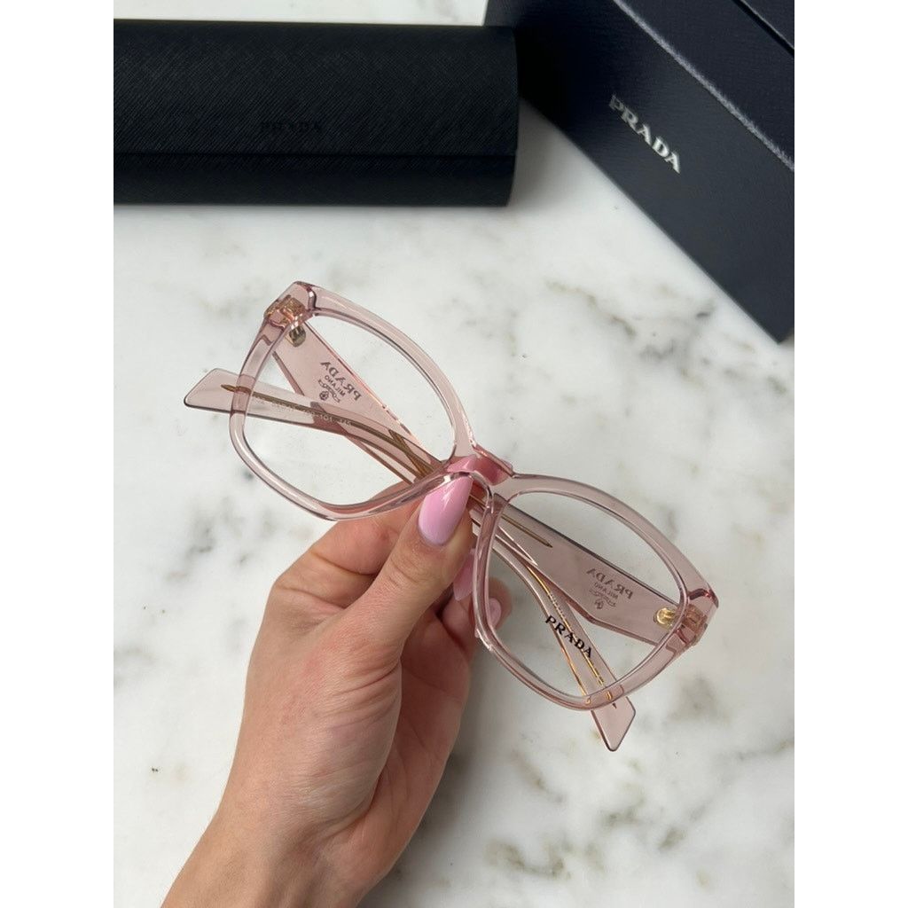 Prada NEW Prada PR20V Eyeglasses Frames in Peach Pink Transparent Size ONE SIZE - 5 Thumbnail