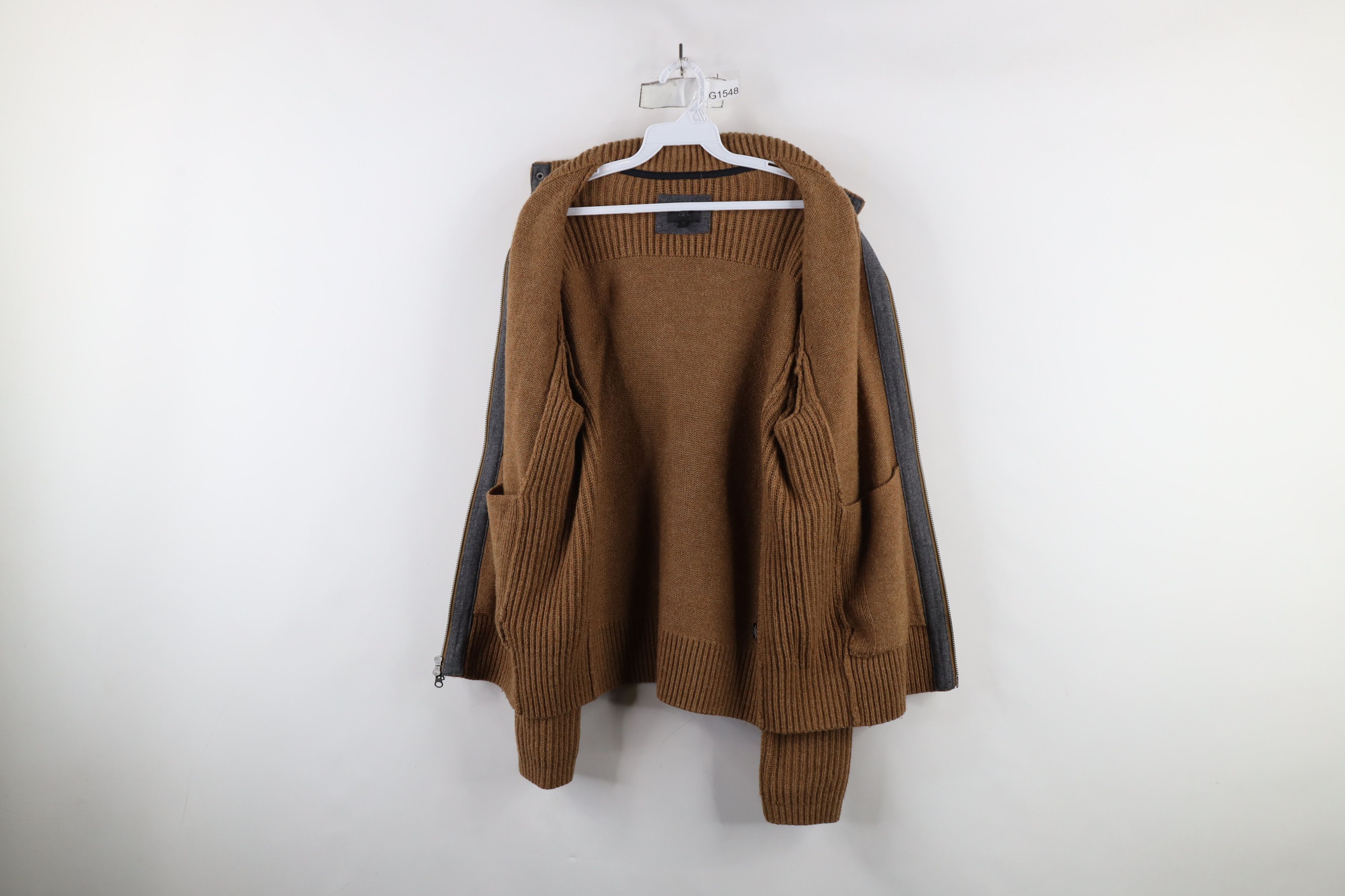 Banana Republic × Vintage Banana Republic Camel Chunky Ribbed Knit Full Zip Sweater Size US M / EU 48-50 / 2 - 10 Thumbnail