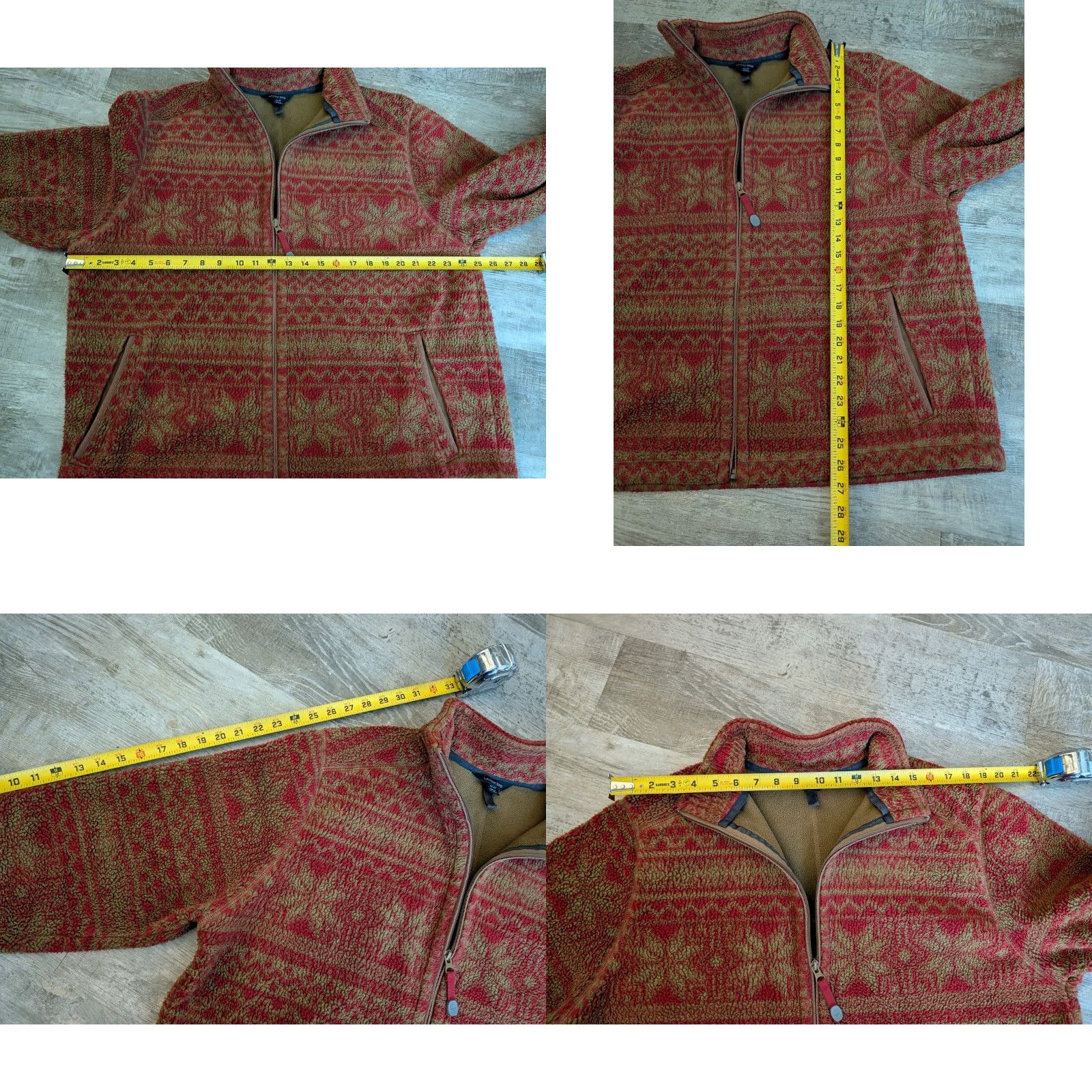 Lands' End Lands' End Fleece Full Zip Holiday Jacket Sweater Red Womens Size L Mid-Length Snowflakes Fair Isle Jacket/Coat Christmas Long Sleeve Regular Fit Size L / US 10 / IT 46 - 8 Thumbnail