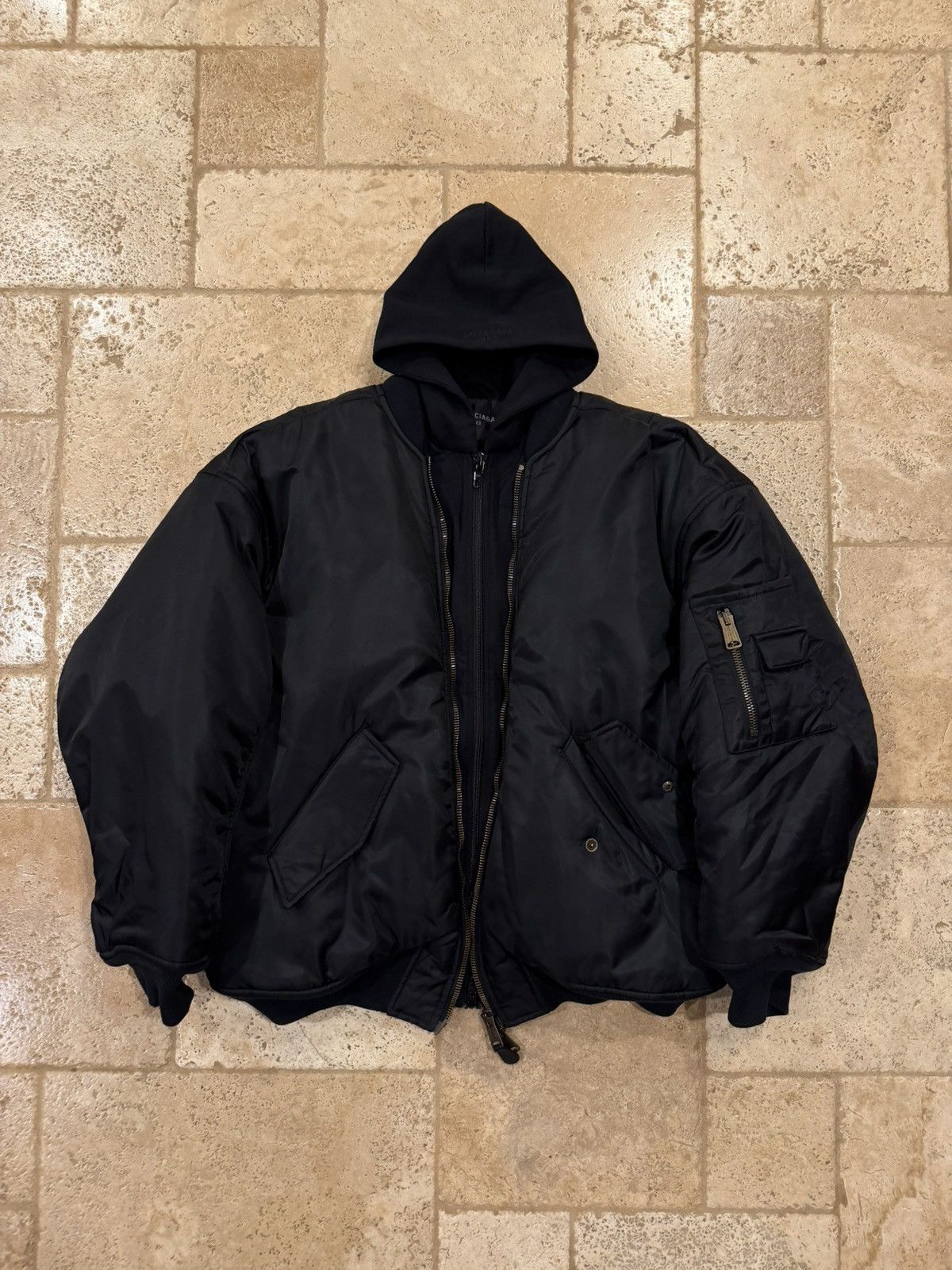 Balenciaga Balenciaga SS23 Demna All In Hoodie / Nylon Bomber Jacket Size US XL / EU 56 / 4 - 4 Thumbnail