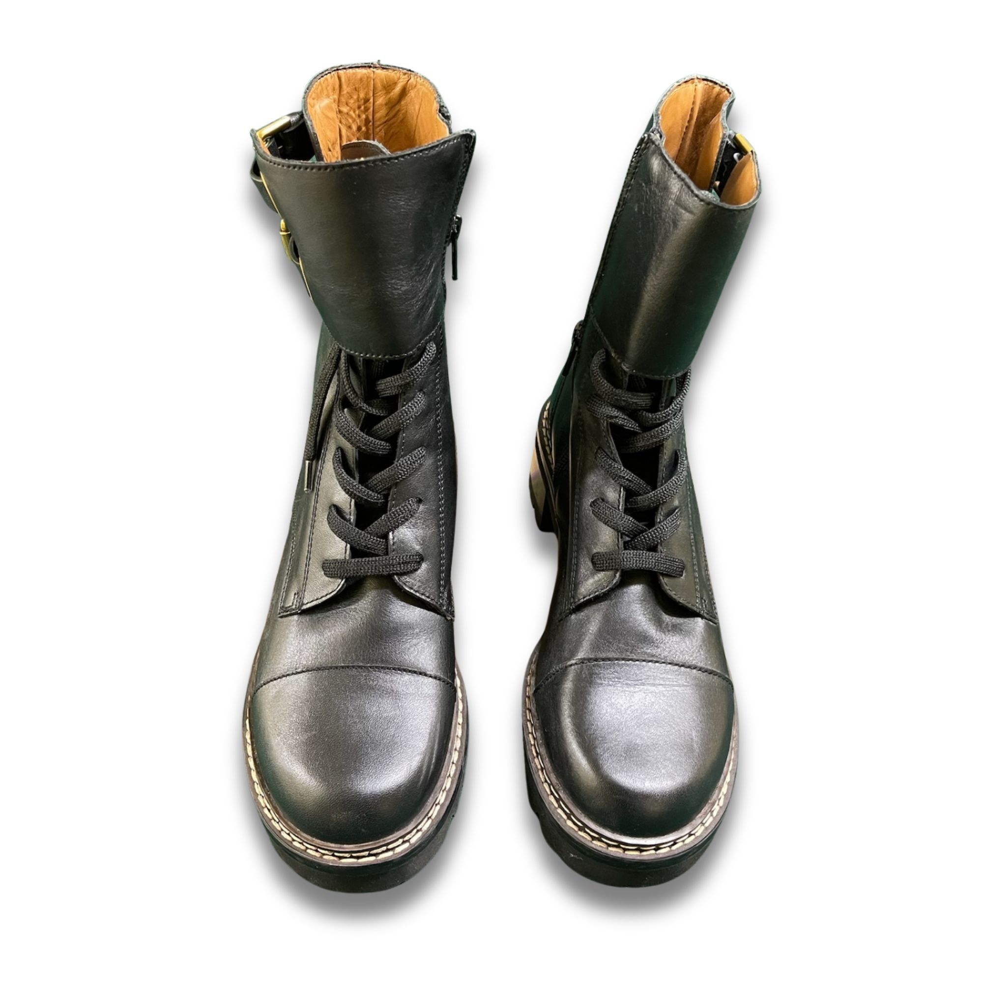 Chloe Chloé Mallory Black Leather Combat Boots Size 8 With Side Zi Size US 8 / IT 38 - 2 Thumbnail
