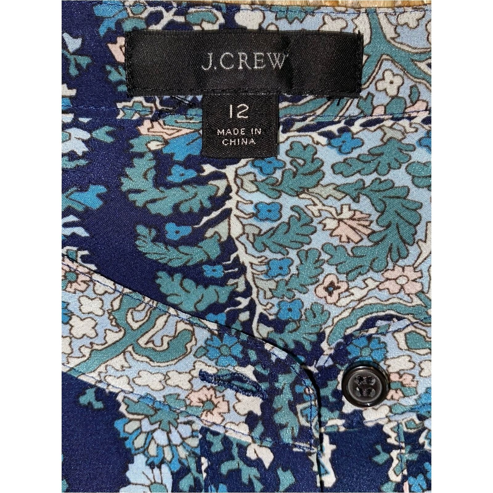 J.Crew JCrew $228 Tie-front Silk Shirt-Dress Blue Paisley 12 NWOT Size XL / US 12-14 / IT 48-50 - 6 Thumbnail