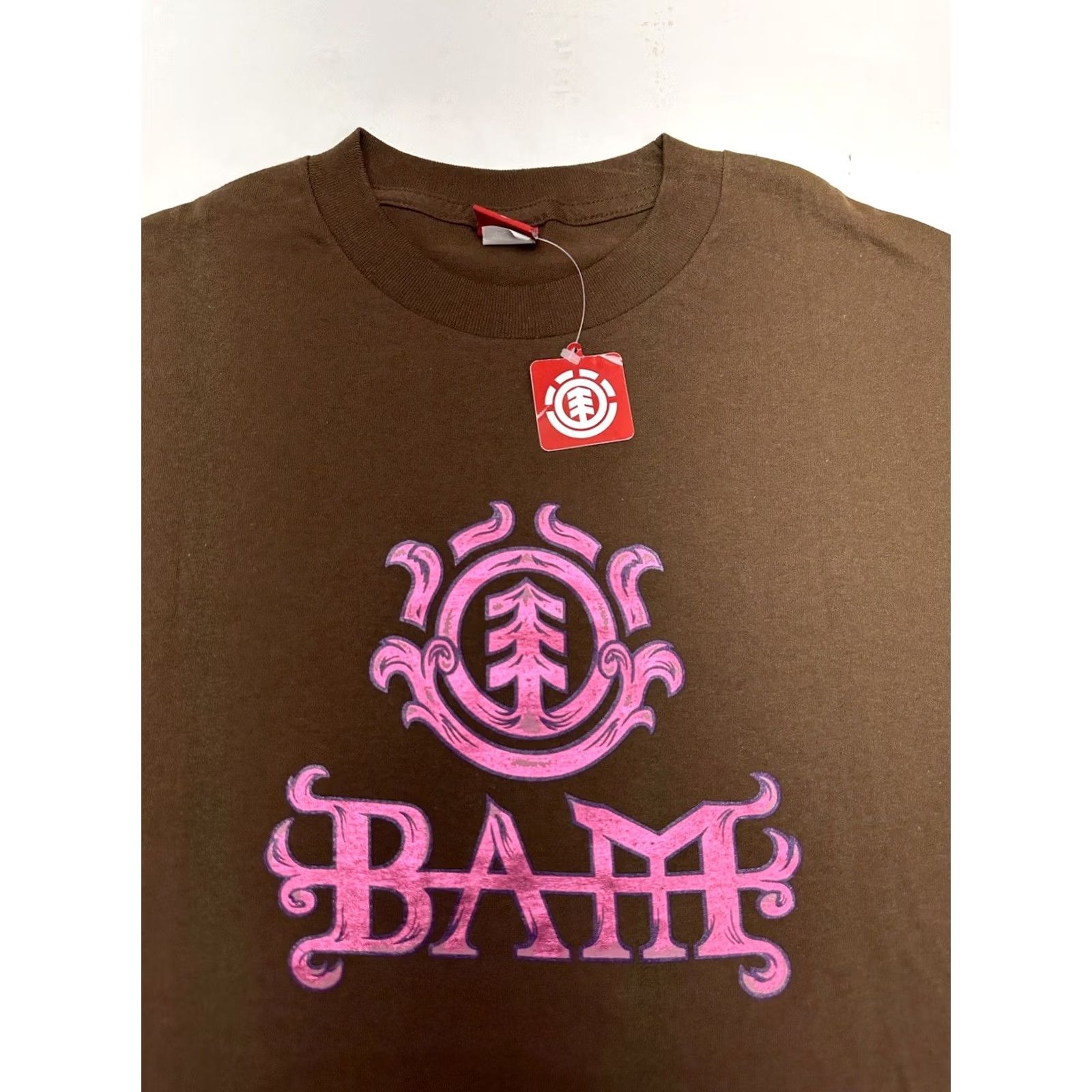 Element VINTAGE Element Bam Margera Foil Logo Tee Brown XL Shirt Mens Brown Foil Logo 2000s Punk Skateboard Graphic Print Crew Neck Regular Fit W Tag Size US XL / EU 56 / 4 - 2 Thumbnail