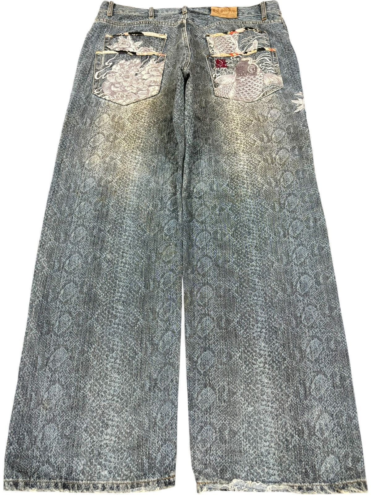 Japanese Brand Vintage Karakuri Tamashi Sugoi Snake Skin Baggy Jeans Size US 40 / EU 56 - 2 Thumbnail