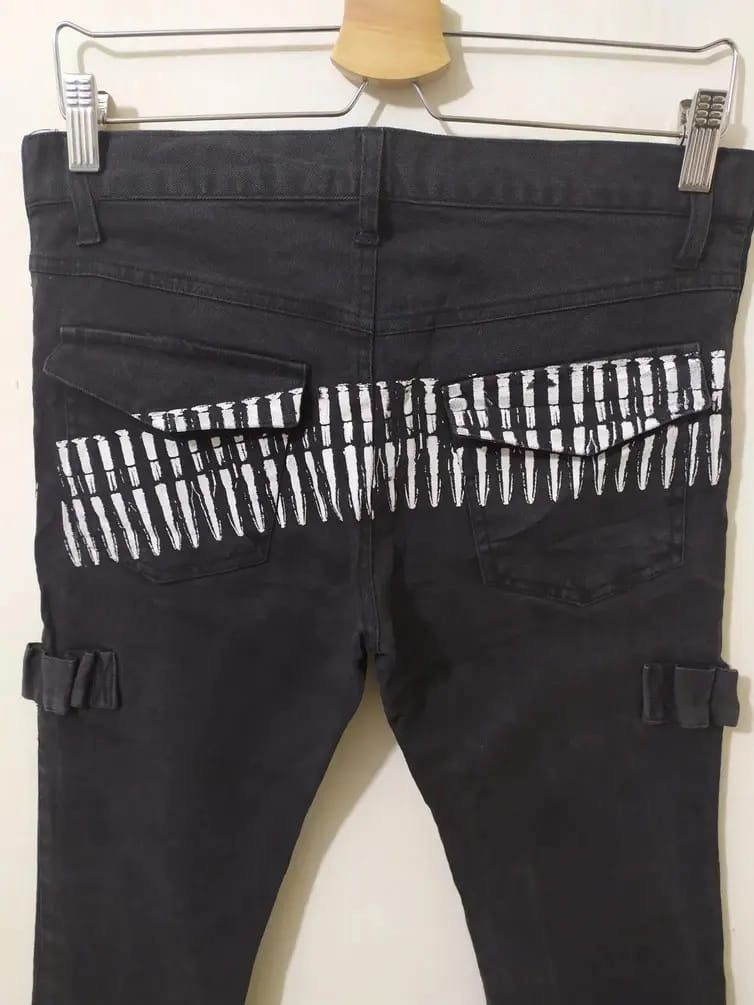 Japanese Brand Skullism Bullet Print Skinny Stretchable Nice Design Pants Size US 29 - 6 Thumbnail