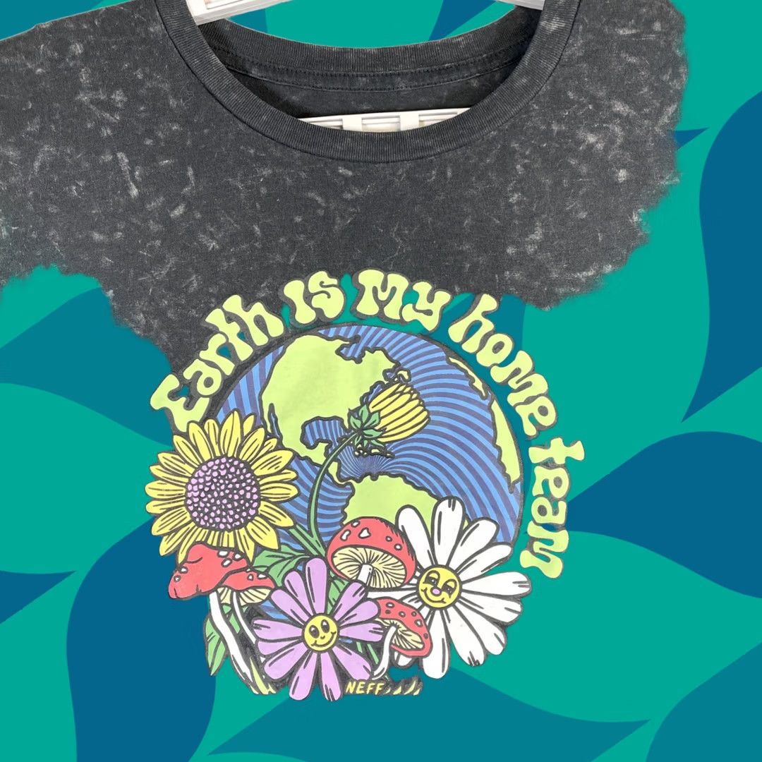 Vintage Neff T Shirt Men XL Black Fade Stone Wash Earth Nature Mushrooms Flowers Size US XL / EU 56 / 4 - 1 Thumbnail