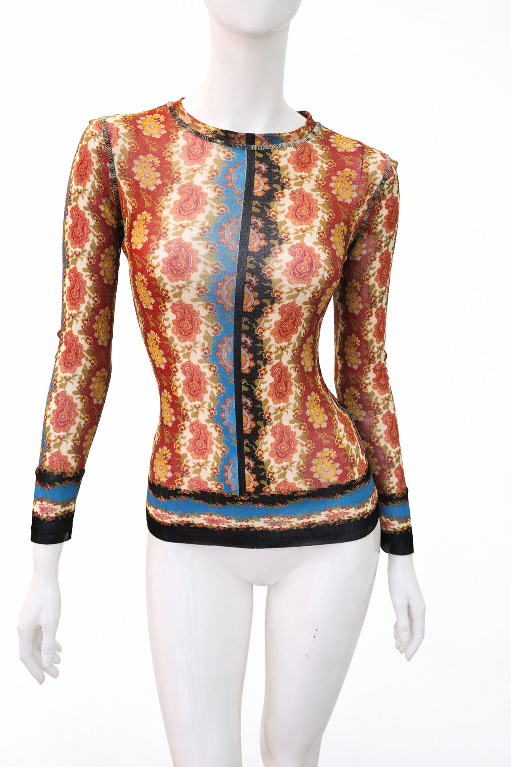 Jean Paul Gaultier Jean Paul Gaultier Mesh Top | Paisley Scarf Print | Sheer Size US S / EU 44-46 / 1 - 4 Thumbnail