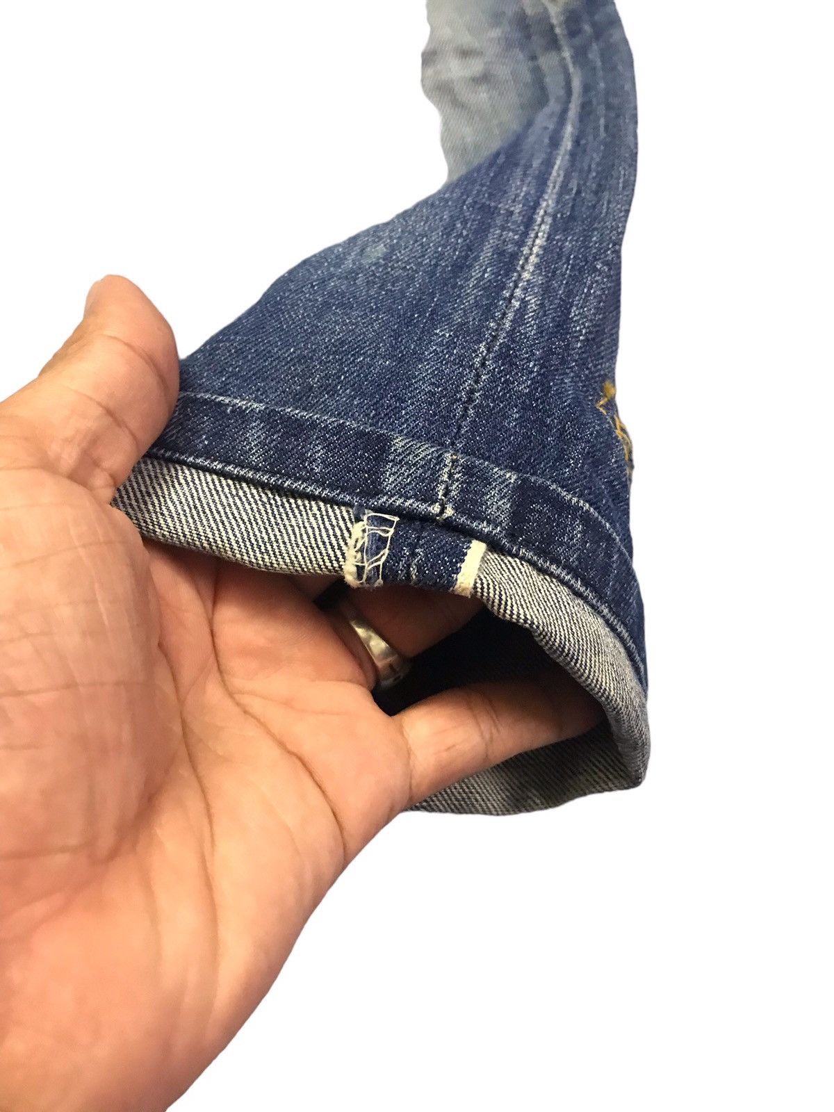 Vintage 🔥🔥Vtg 70s Big John Half Selvedge Rare Distressed Talon Jeans Size US 29 - 4 Thumbnail