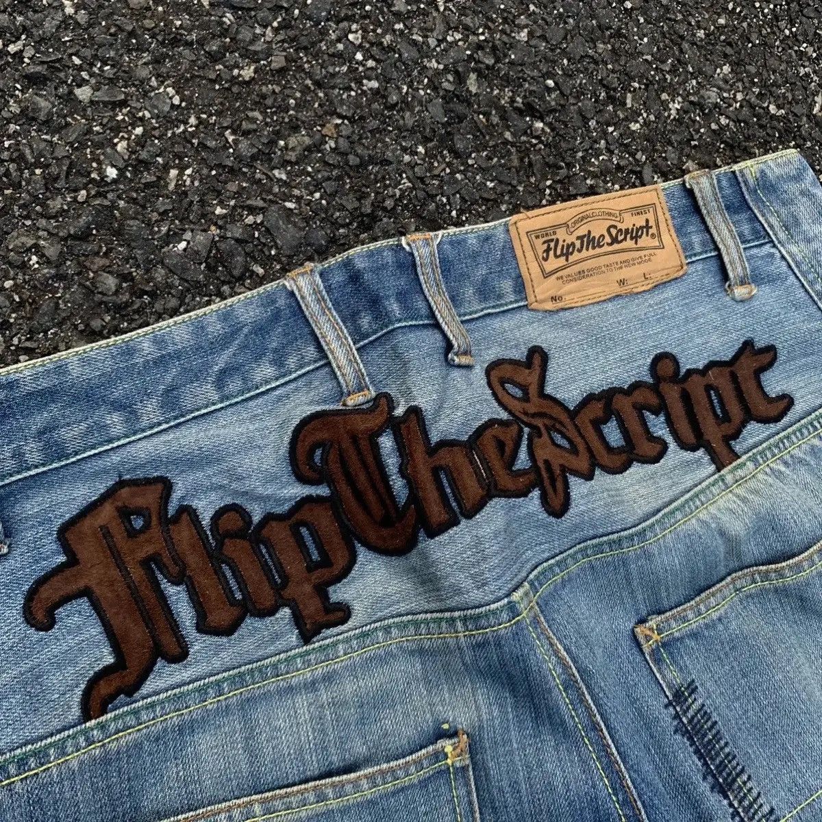 Japanese Brand Vintage Flip The Script Denim Baggy Hip Hop Jeans Pants Size US 35 - 16 Thumbnail