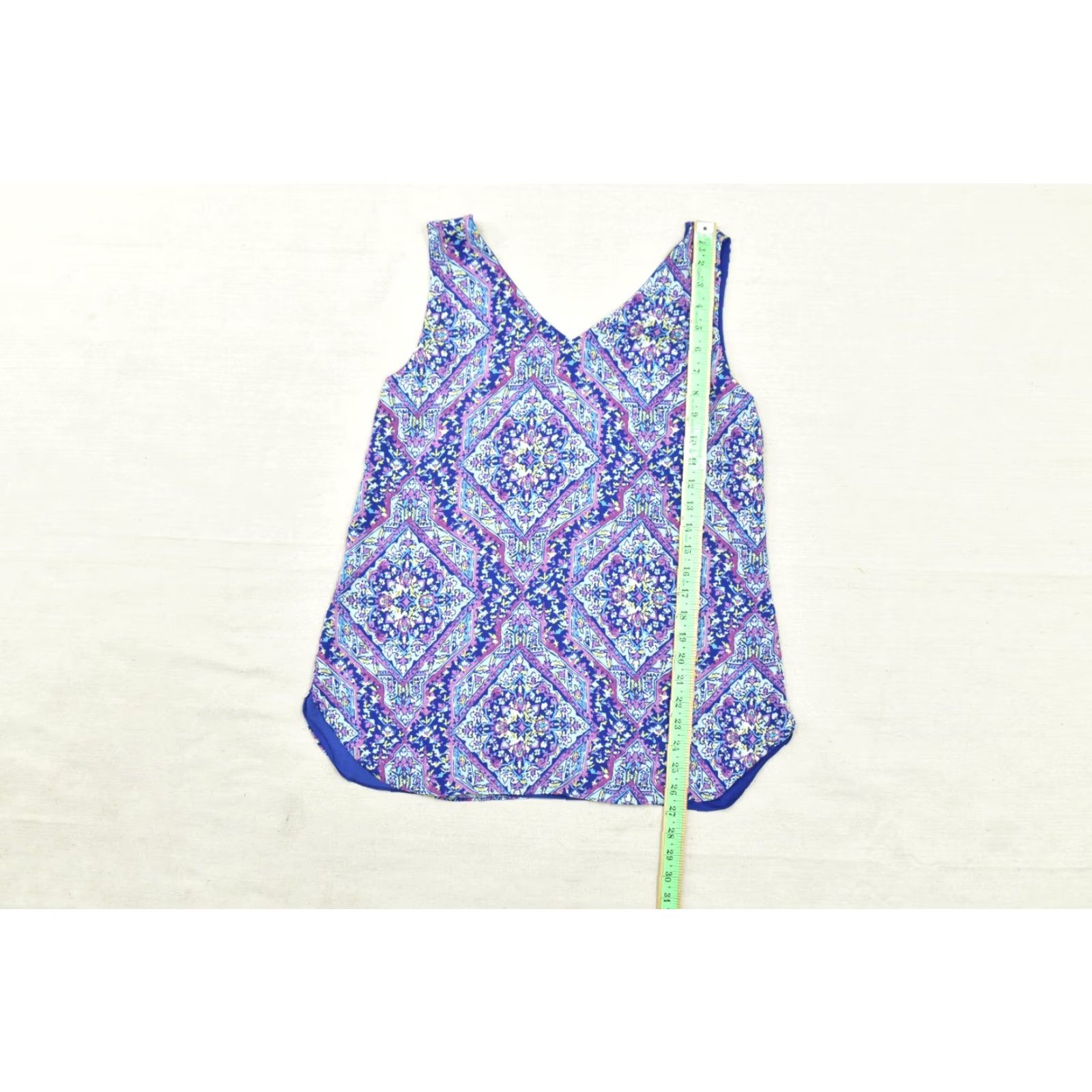 Vintage Reversible Blue Paisley Geometric Sleeveless V-Neck Tank Top M Womens Size M / US 6-8 / IT 42-44 - 3 Thumbnail