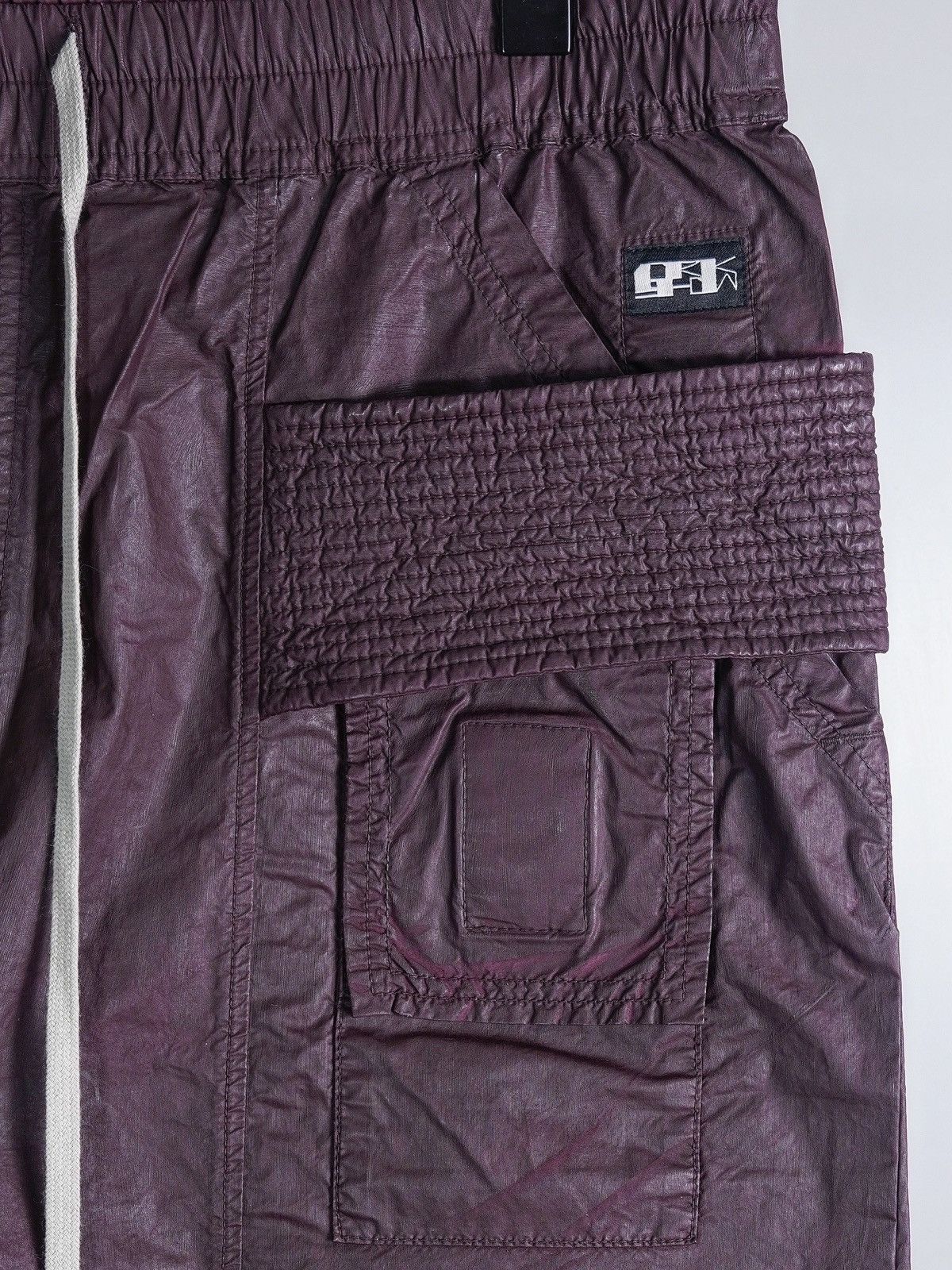 Rick Owens Drkshdw (NEW) SS21 Burgundy Creatch Cargo Waxed Pants Size US 32 / EU 48 - 5 Thumbnail