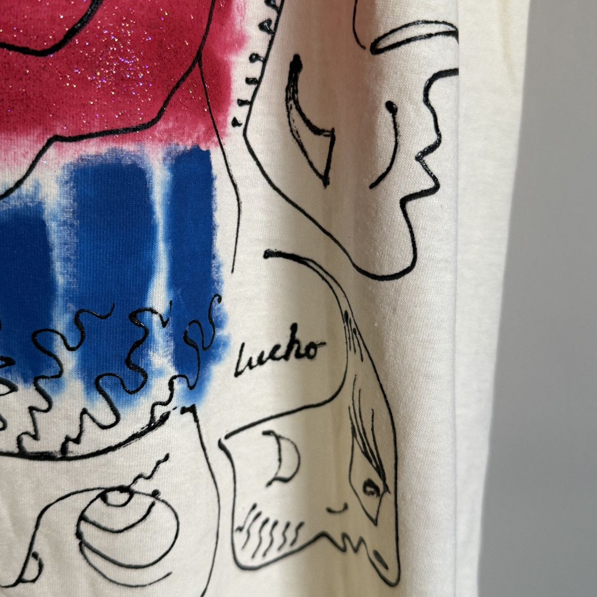 Vintage Vintage Hanes Hand-Painted T-Shirt Lucho Faces Buddha Size US L / EU 52-54 / 3 - 10 Thumbnail
