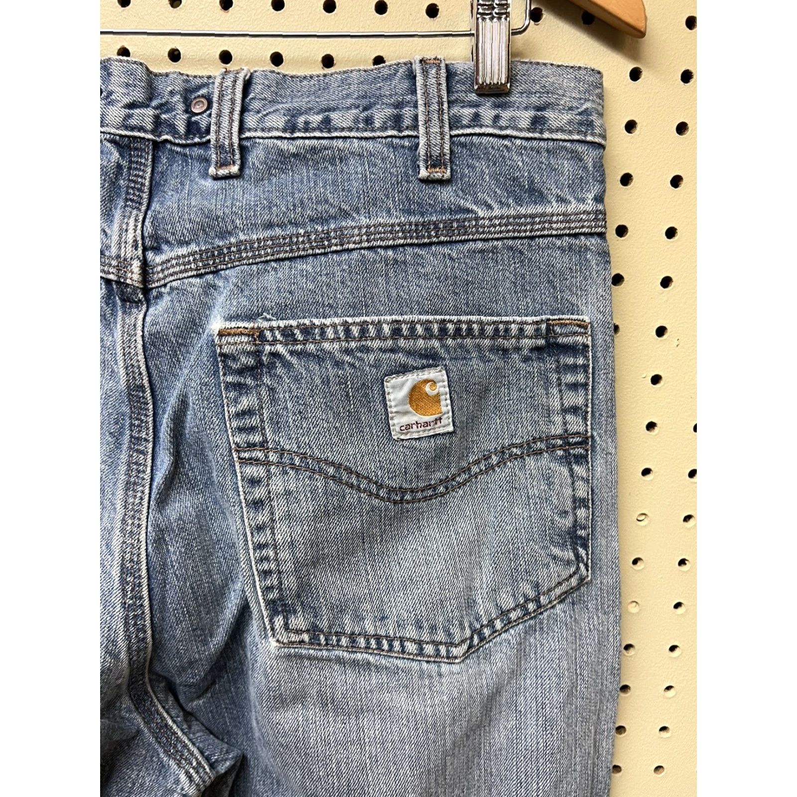 Carhartt Vintage Carhartt B213 Mens Jeans 34x36 Distressed Blue Denim Straight Relaxed 5-Pocket Casual Work/Casual Mens Size US 34 / EU 50 - 4 Thumbnail