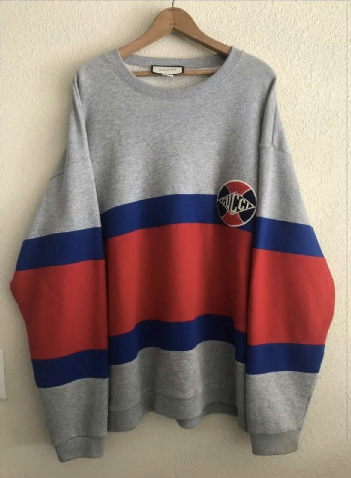 Image of Gucci Game Patch Sweatshirt in Grey, Men's (Size 2XL)