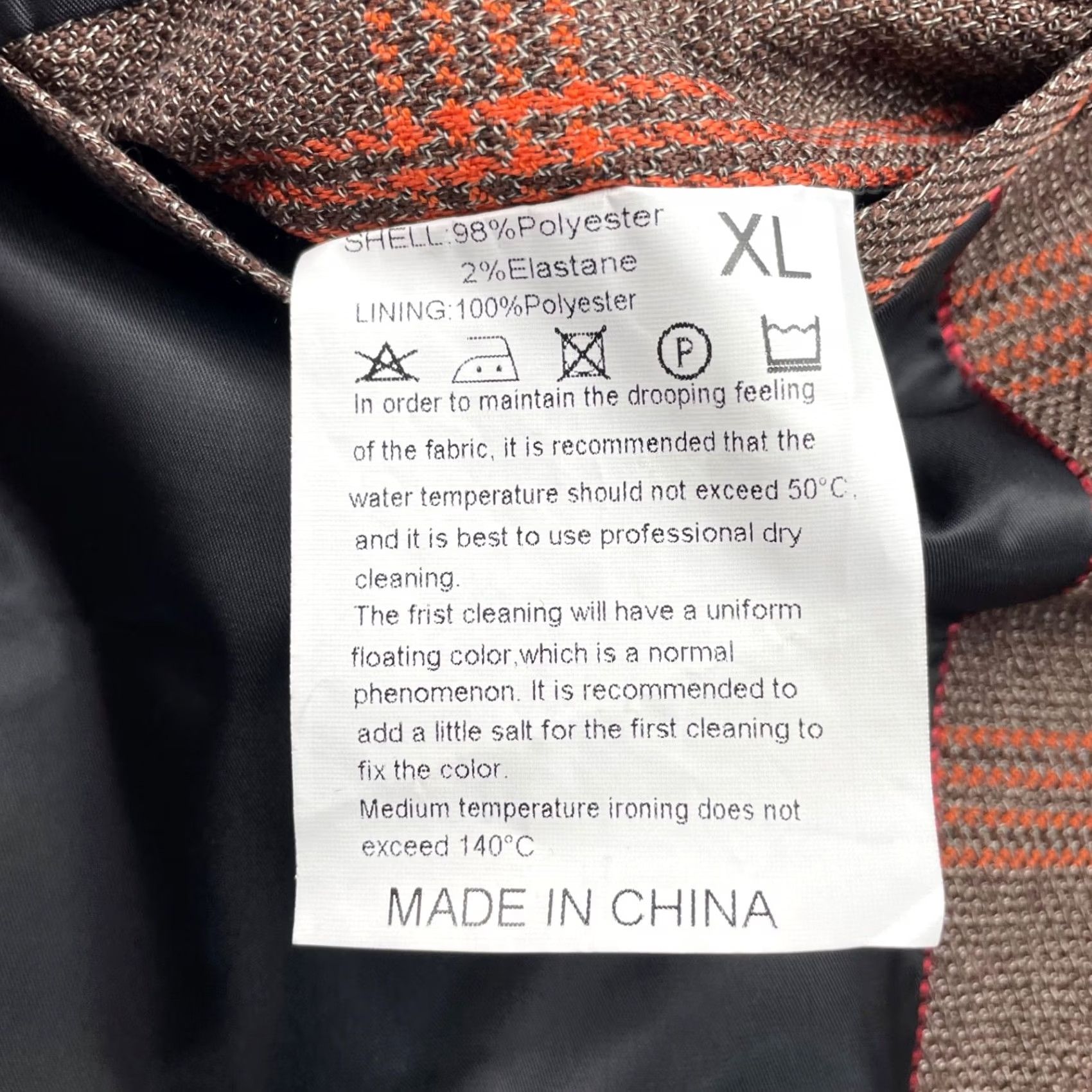 Vintage Bespoke Suit Men's 2-Button Brown Orange Plaid XL 44R 38x31 Size 44R - 6 Thumbnail