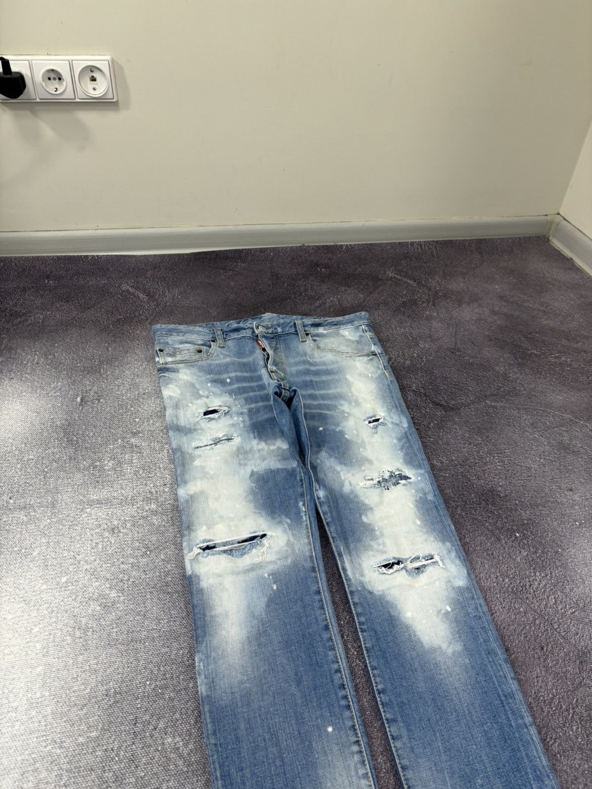 Dsquared2 Dsquared2 Light Blue Ripped Skinny Distressed Denim Jeans Size US 34 / EU 50 - 4 Thumbnail