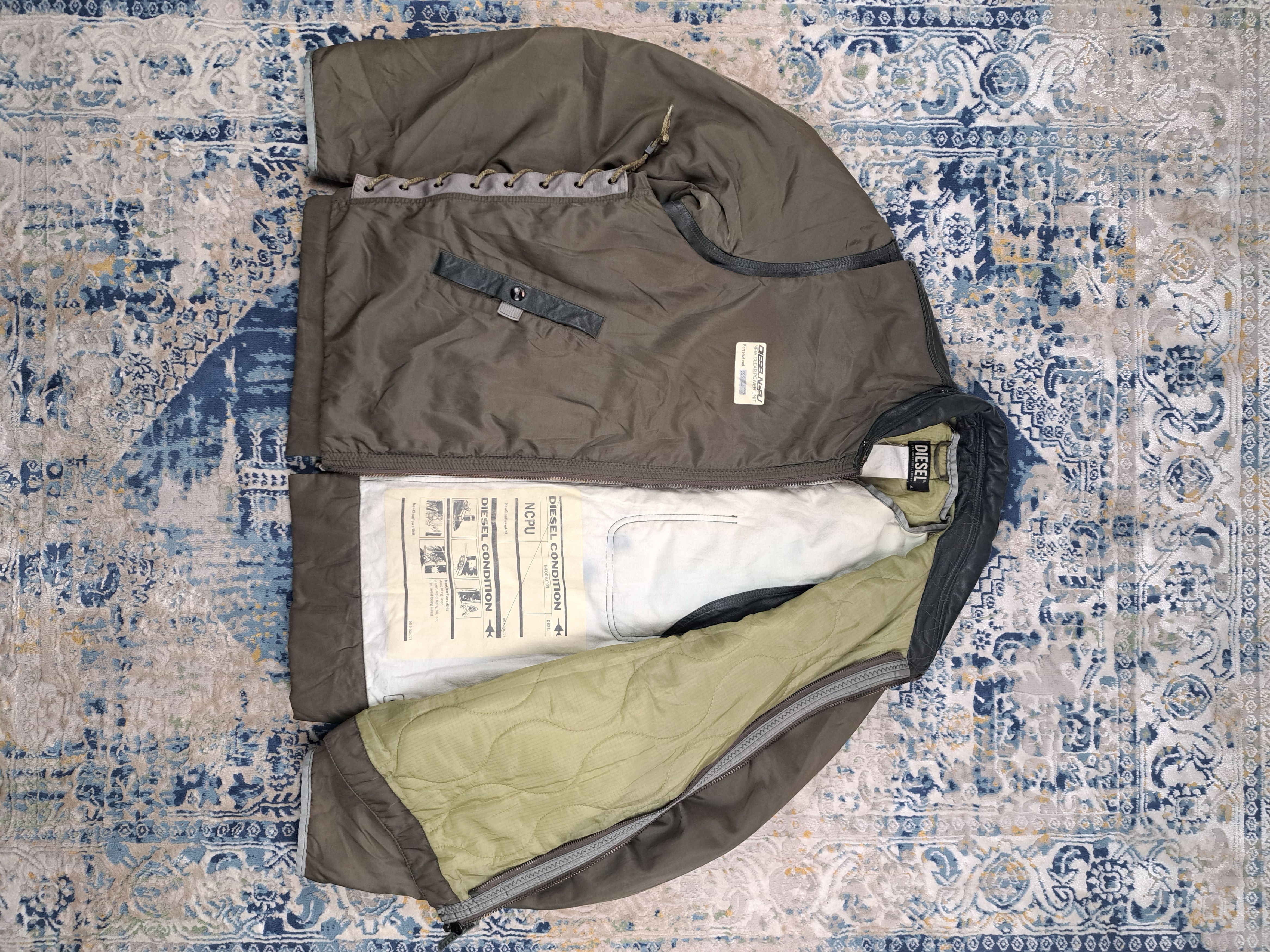 Image of Archival Clothing x Diesel VTG 90's Diesel Ncpu 3 In 1 Tactical Jacket Leather Military in Khaki (S