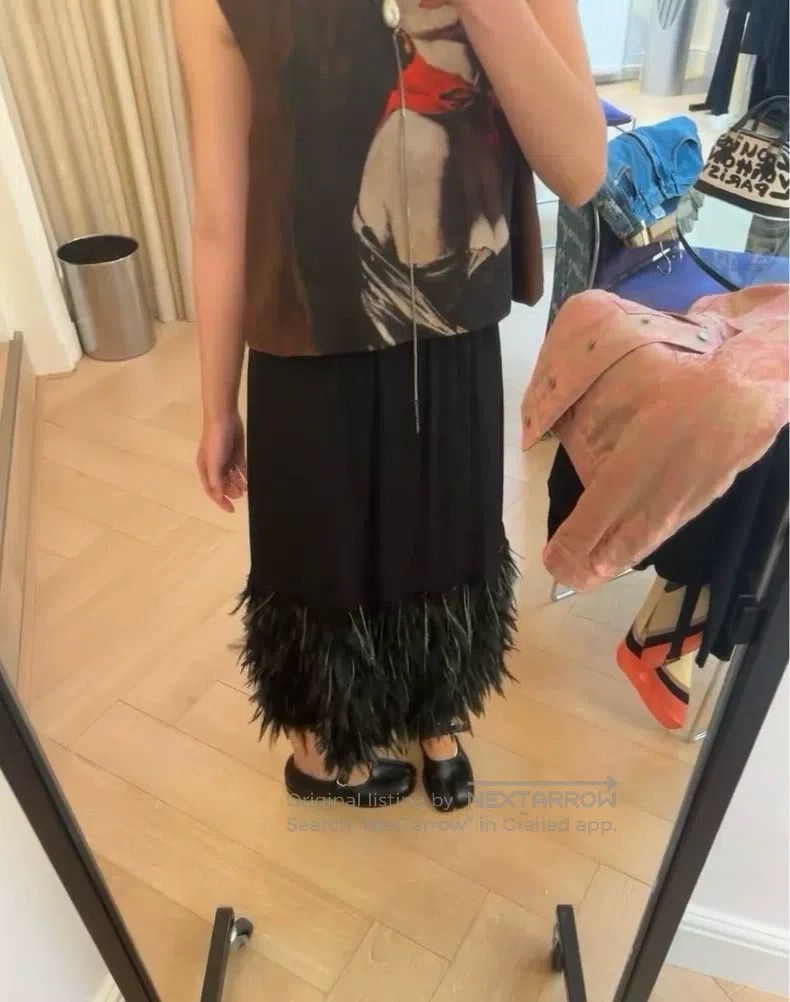 Dries Van Noten Feather Midi Skirt
