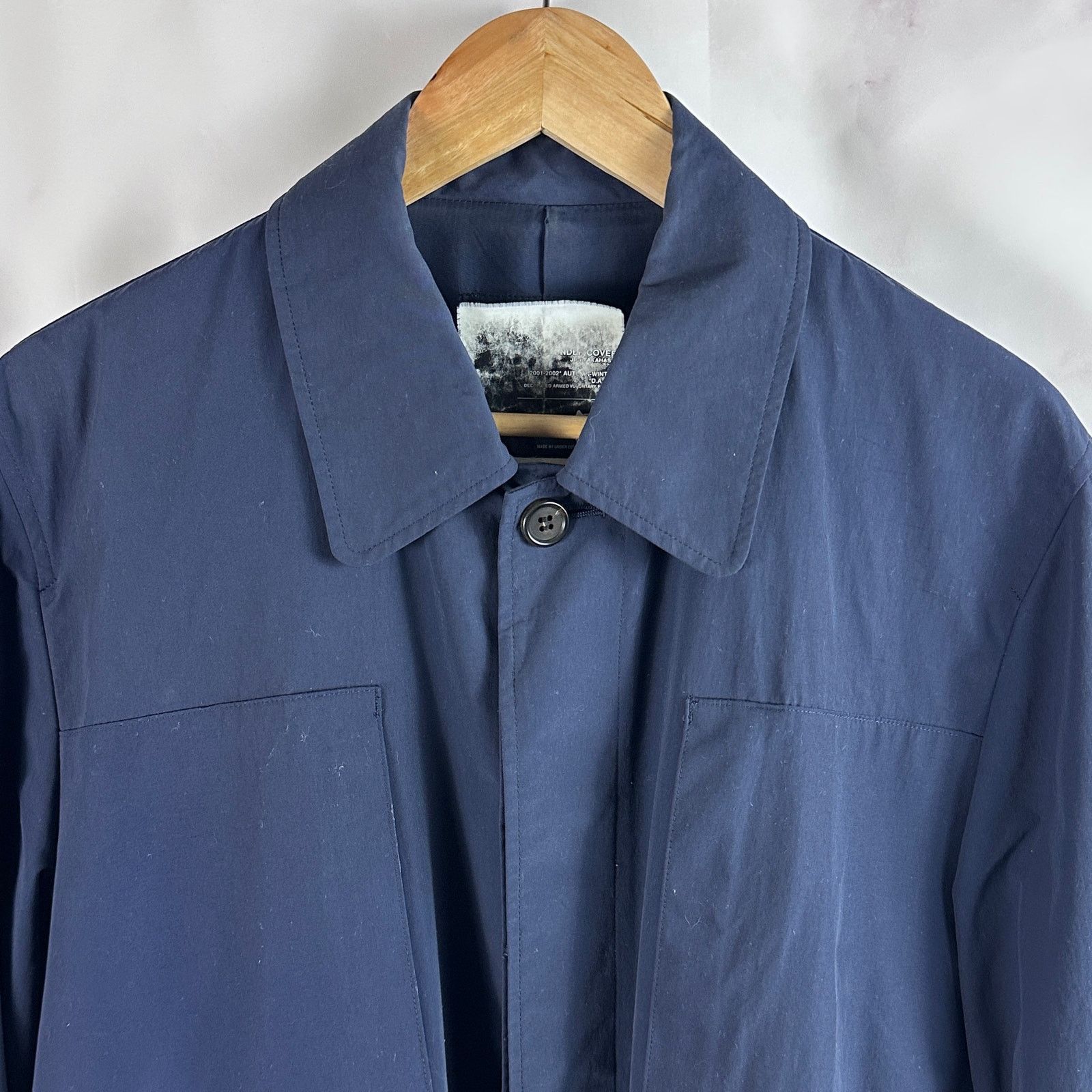 Undercover A/W01 D.A.V.F. Navy Long Coat Size US L / EU 52-54 / 3 - 3 Thumbnail