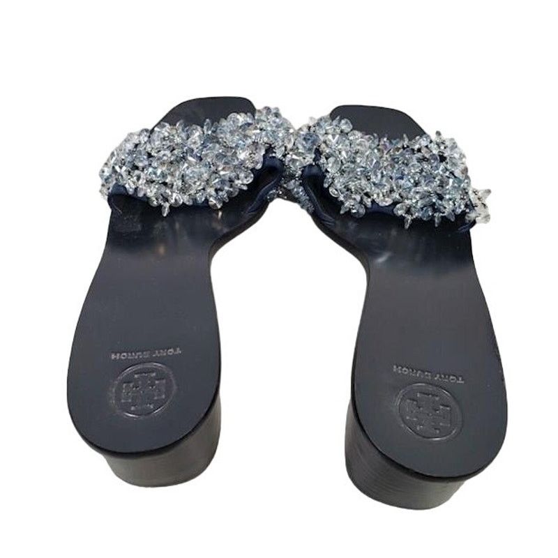 Tory Burch Tory Burch Navy Crystal Embellished Block Heel Slide sz 10 Size US 10 / IT 40 - 5 Thumbnail