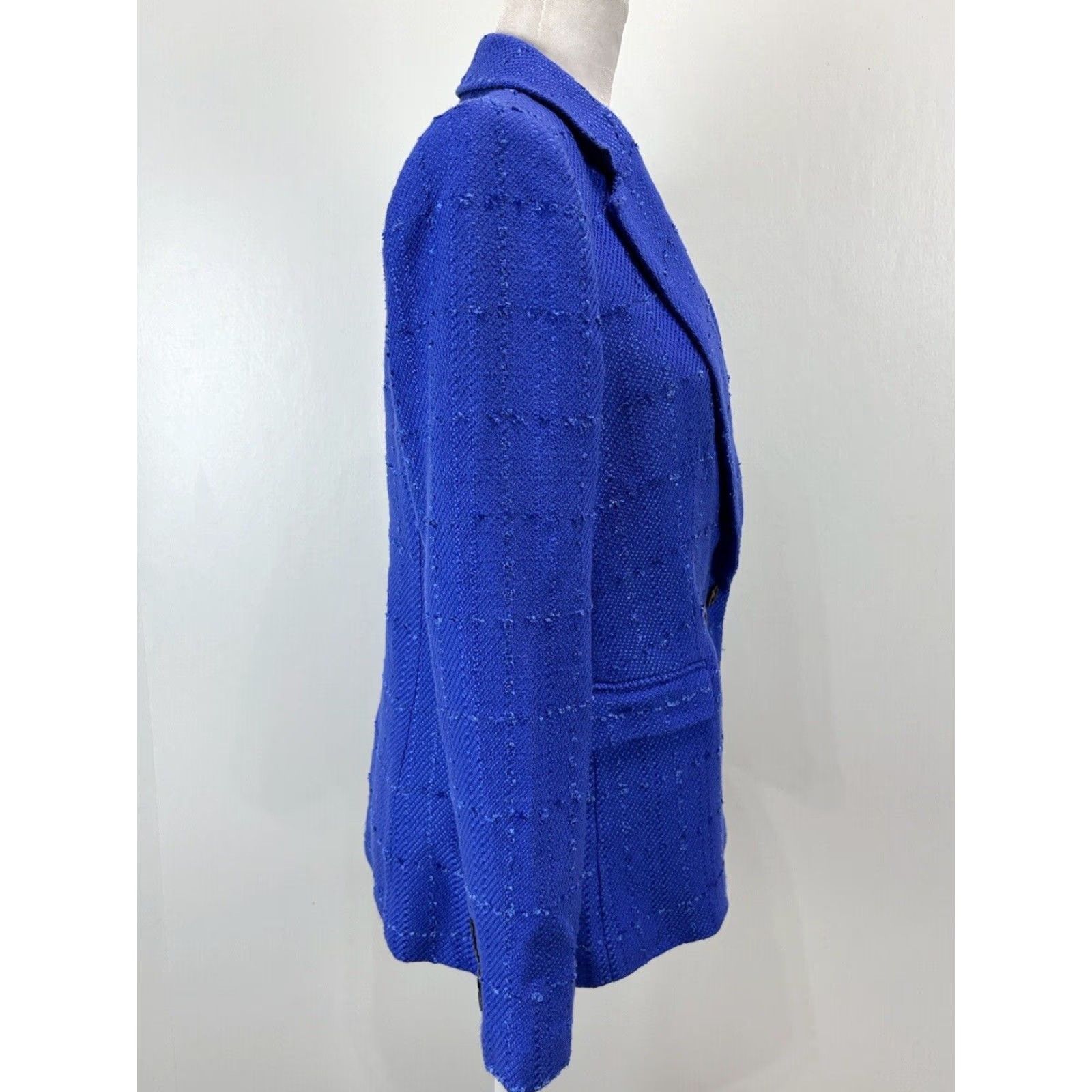 Ann Taylor VINTAGE Ann Taylor Blazer Jacket Women Petite Size 8P Long Sleeve Blue Tweed Business Fall Winter Spring Size M / US 6-8 / IT 42-44 - 4 Thumbnail
