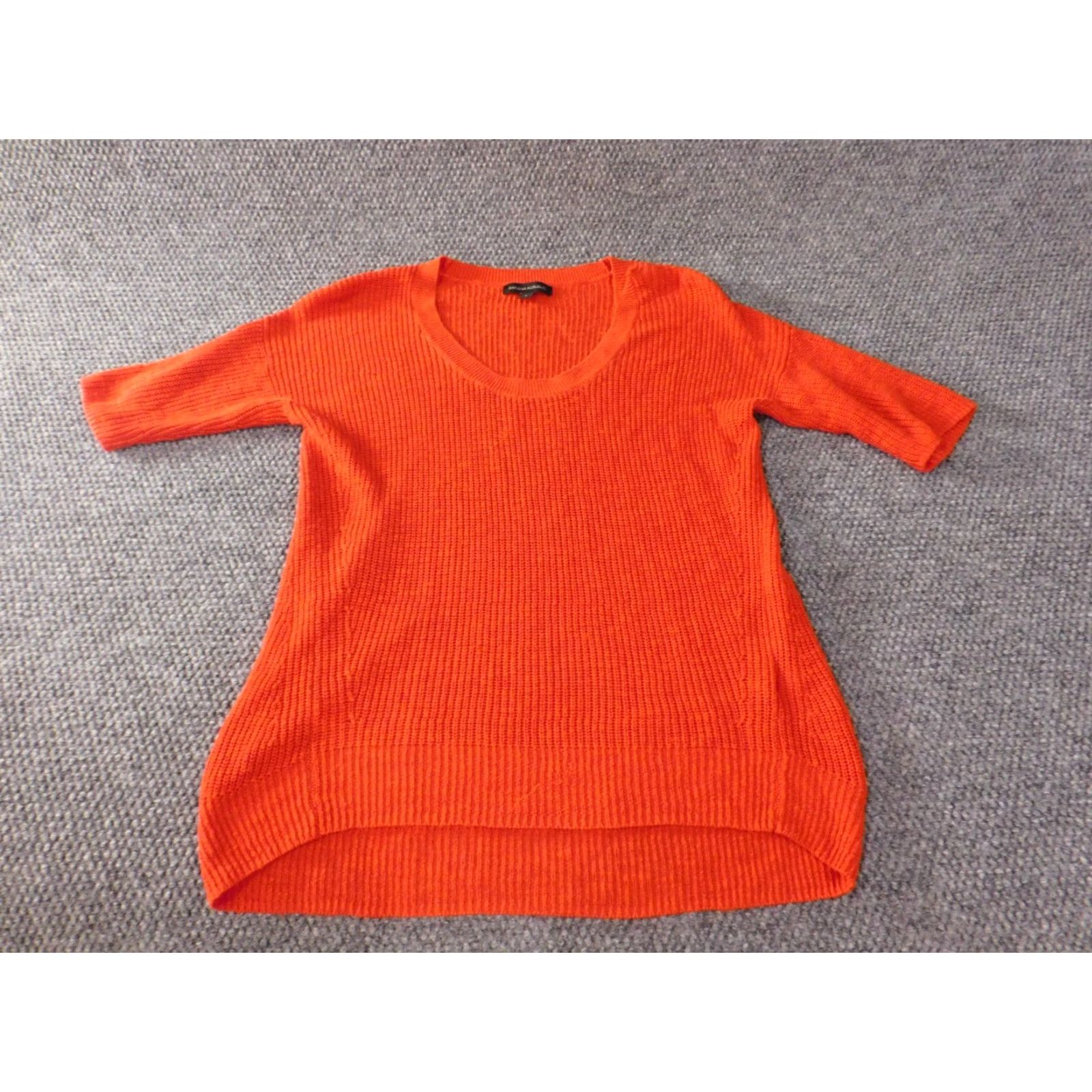 Banana Republic banana republic Womens Sweater Small orange pullover knit Crewneck Linen Viscose Raglan Long Sleeve Cable-Knit Solid Winter Stretch Regular Womens Size S / US 4 / IT 40 - 2 Thumbnail