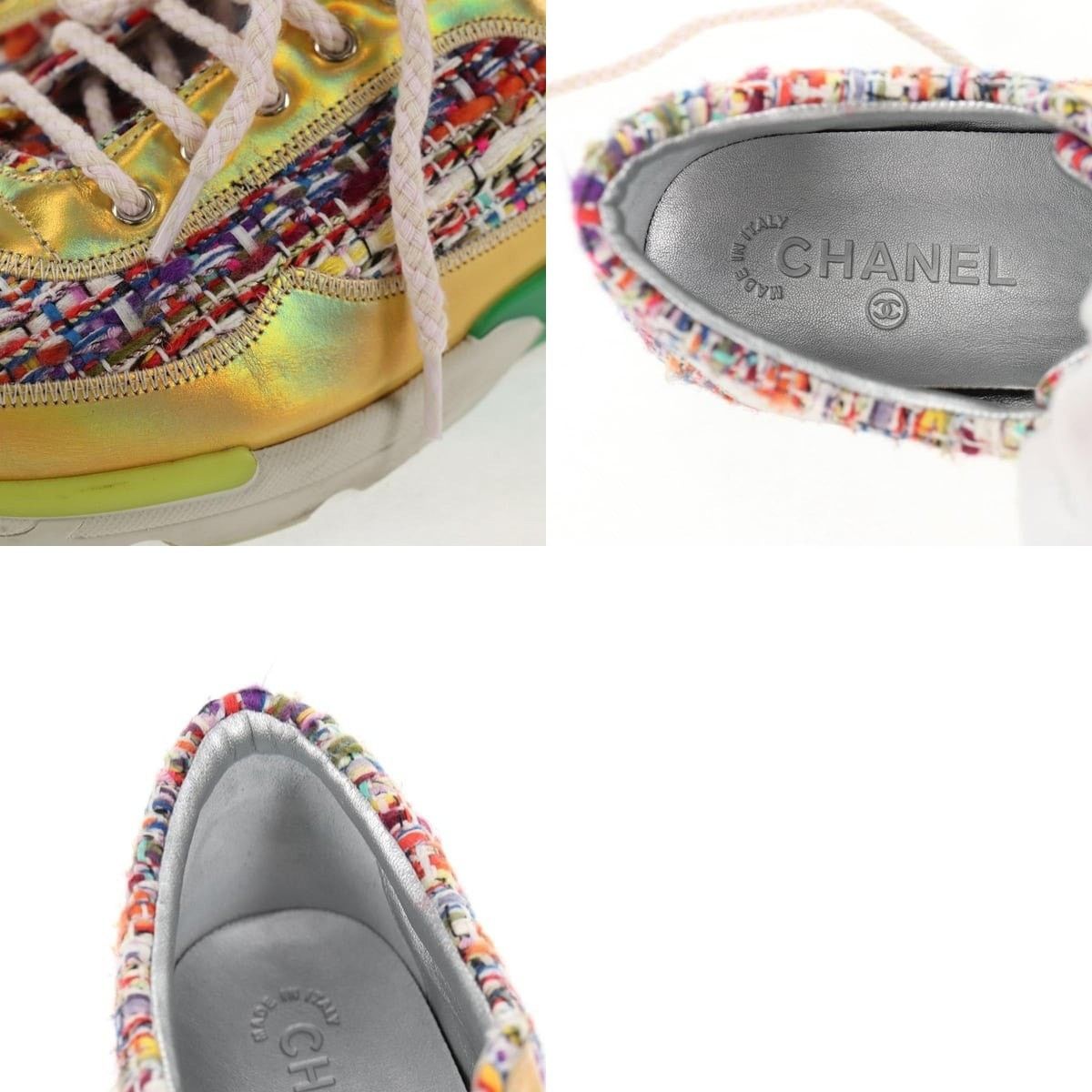 Chanel Chanel Sneakers Tweed Multicolor CC Size US 8.5 / IT 38.5 - 6 Thumbnail