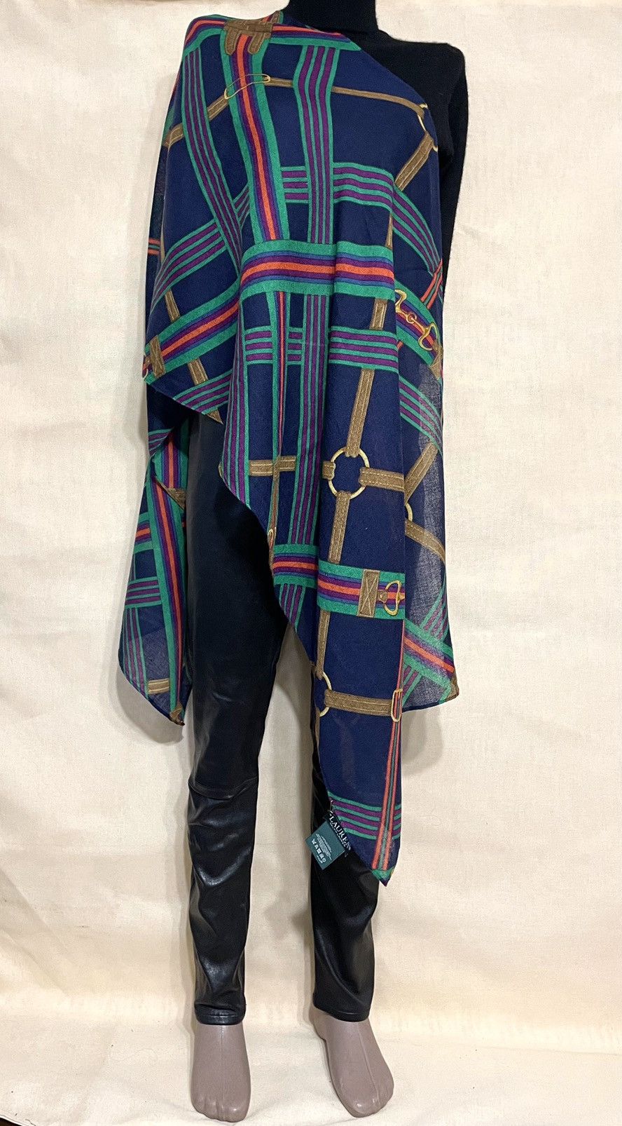 Lauren Ralph Lauren × Ralph Lauren Lauren Ralph Lauren chains navy wool scarf Size ONE SIZE - 2 Thumbnail