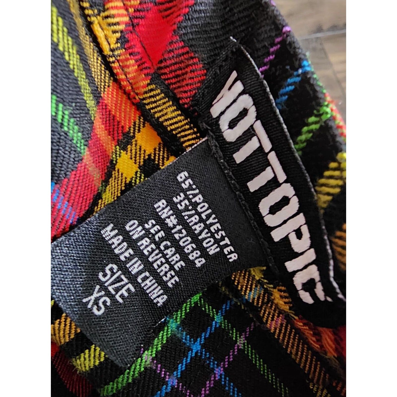 Hot Topic HOT TOPIC XS Mini Skirt Women RAINBOW Tartan Plaid Grunge Goth Skater Size 26" / US 2 / IT 38 - 4 Thumbnail