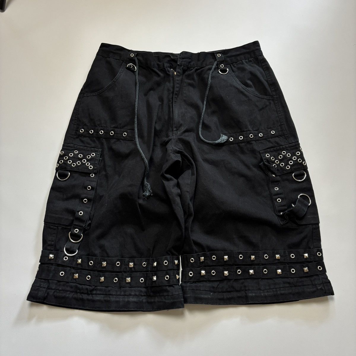 If Six Was Nine × Tripp NYC y2k goth punk japan style shorts cargo grommets studs rave Size US 31 - 2 Thumbnail
