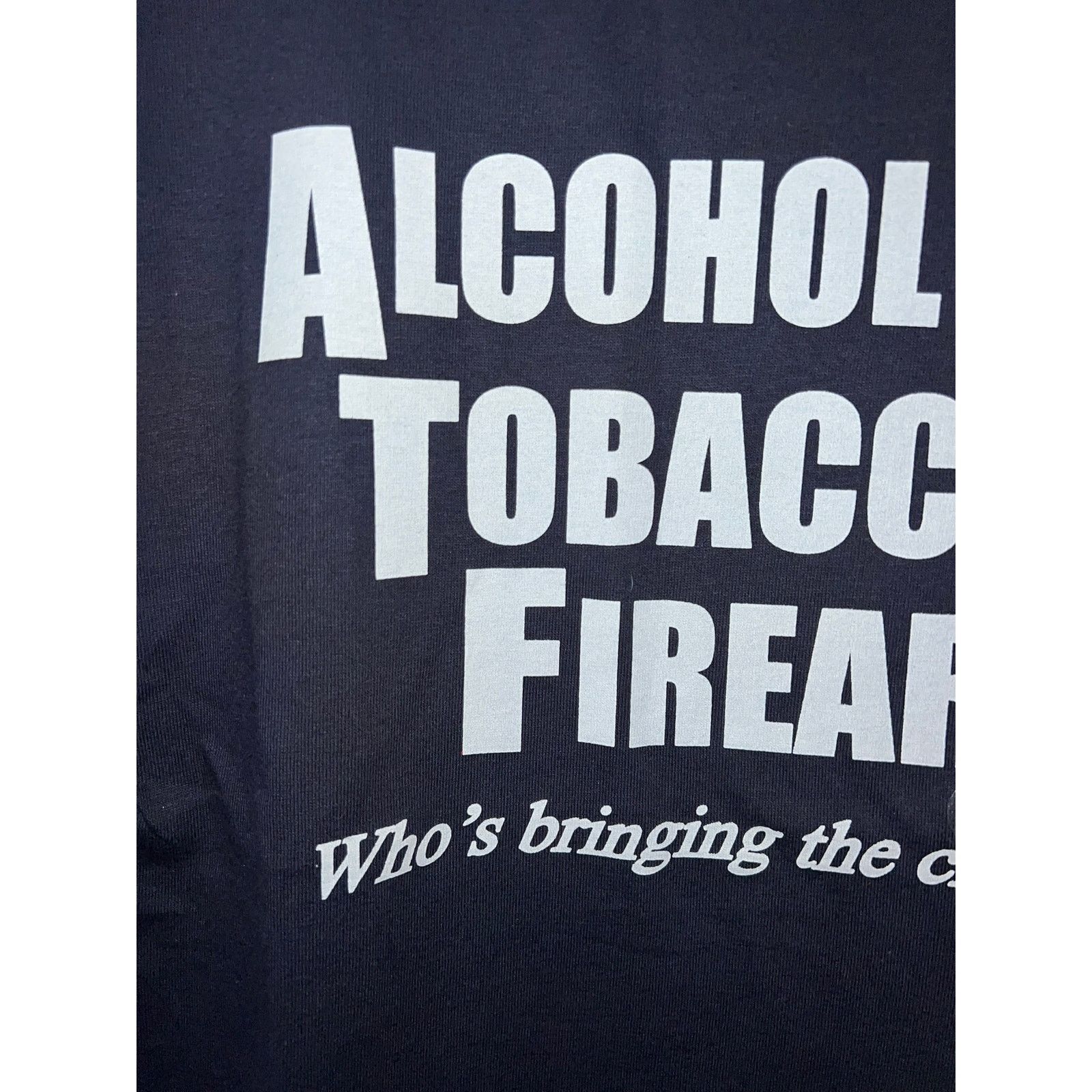 Gildan Y2K ATF Alcohol Tobacco Firearms Dark Blue Humor Joke Shirt Size US S / EU 44-46 / 1 - 3 Thumbnail