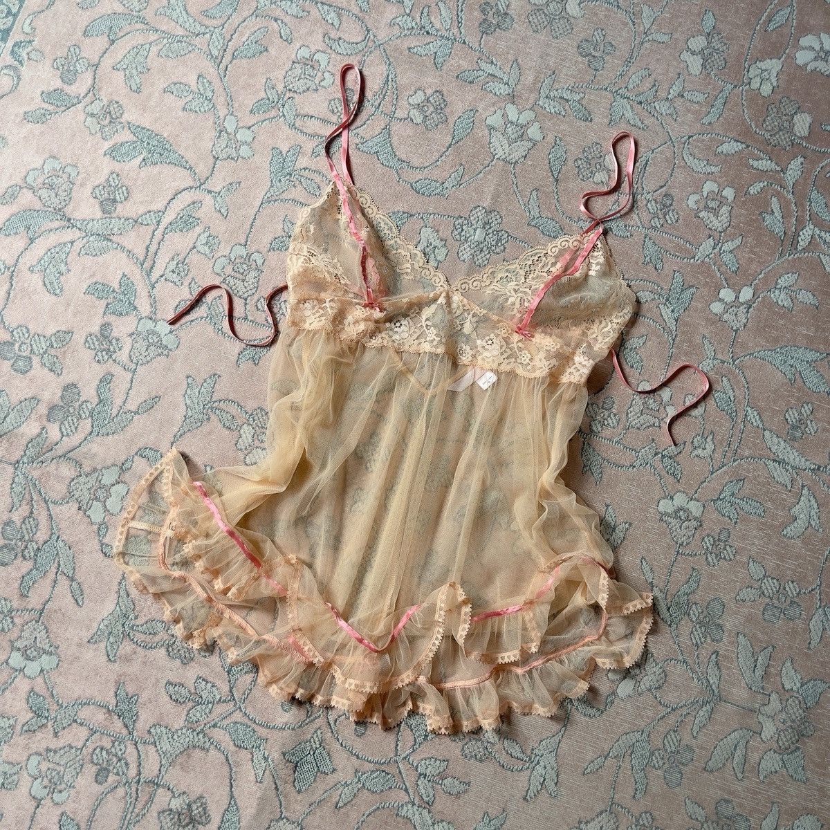 Victoria's Secret Victoria’s Secret Peach Sheer Mesh Mini Slip Dress (S) Size S / US 4 / IT 40 - 7 Thumbnail