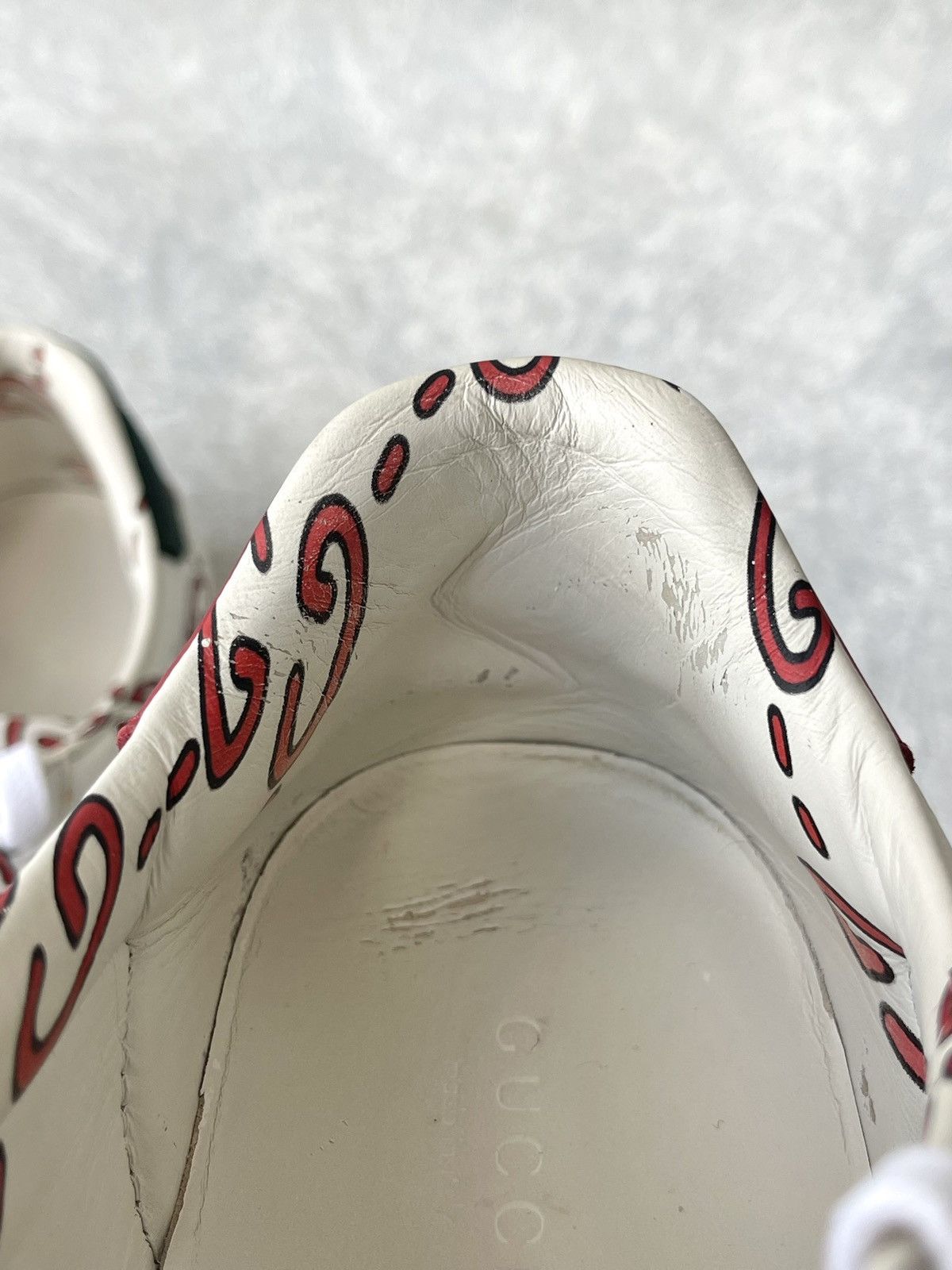 Gucci Gucci Ace Sneaker Ghost Graffiti Print Monogram Trainers Size US 6.5 / IT 36.5 - 15 Thumbnail