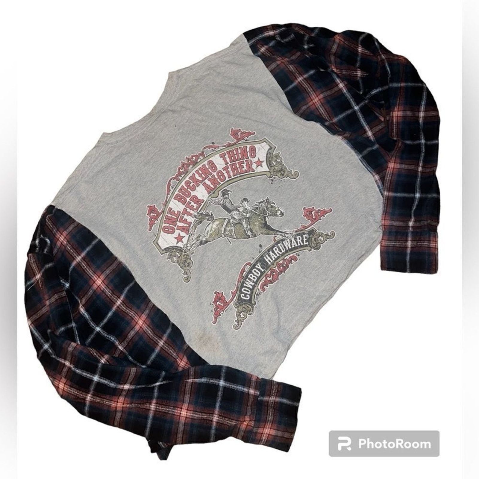 Handmade Western Bull Flannel Rework - Handmade, Fits S-L Size M / US 6-8 / IT 42-44 - 1 Thumbnail