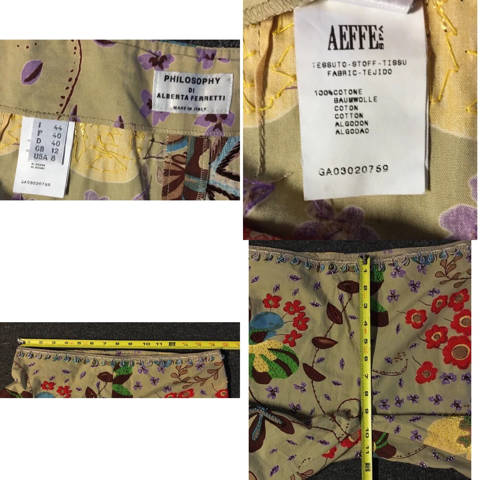 Vintage VINTAGE Philosophy Di Alberta Ferretti Hand Beaded Floral Art Pants 8 Italy AOP Designer 90s Y2K Size 30" / US 8 / IT 44 - 10 Thumbnail