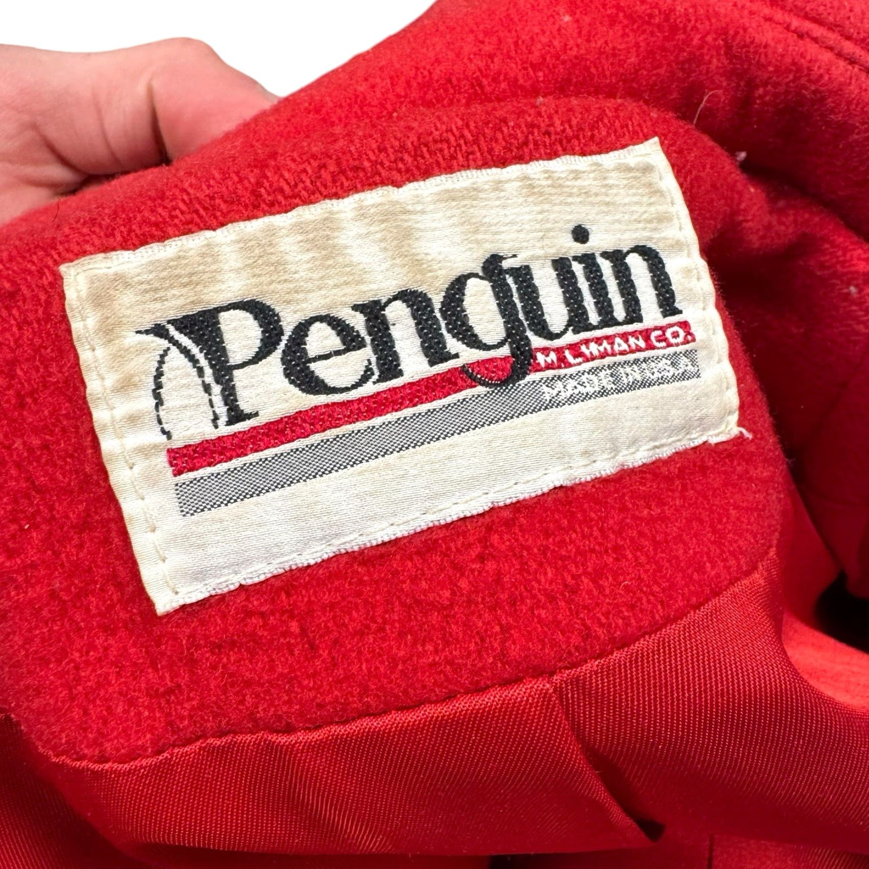 Doublet VINTAGE Penguin Wool Trench Coat Women's 18 Double Breasted Jacket USA Red Wool/Poly Nylon Lined Pockets 80s 90s Designer Hipster Outdoor Preppy Size XXL / US 16-18 / IT 52-54 - 7 Thumbnail
