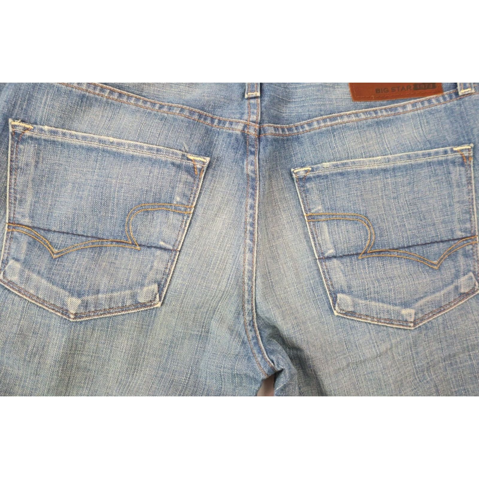 Denime BIG STAR Division Straight Jeans Men 32 Regular Inseam 32 Light Distressed Denim Wash Blue NWT Stars Theme Denim NWT Mens Jeans Size US 32 / EU 48 - 7 Thumbnail