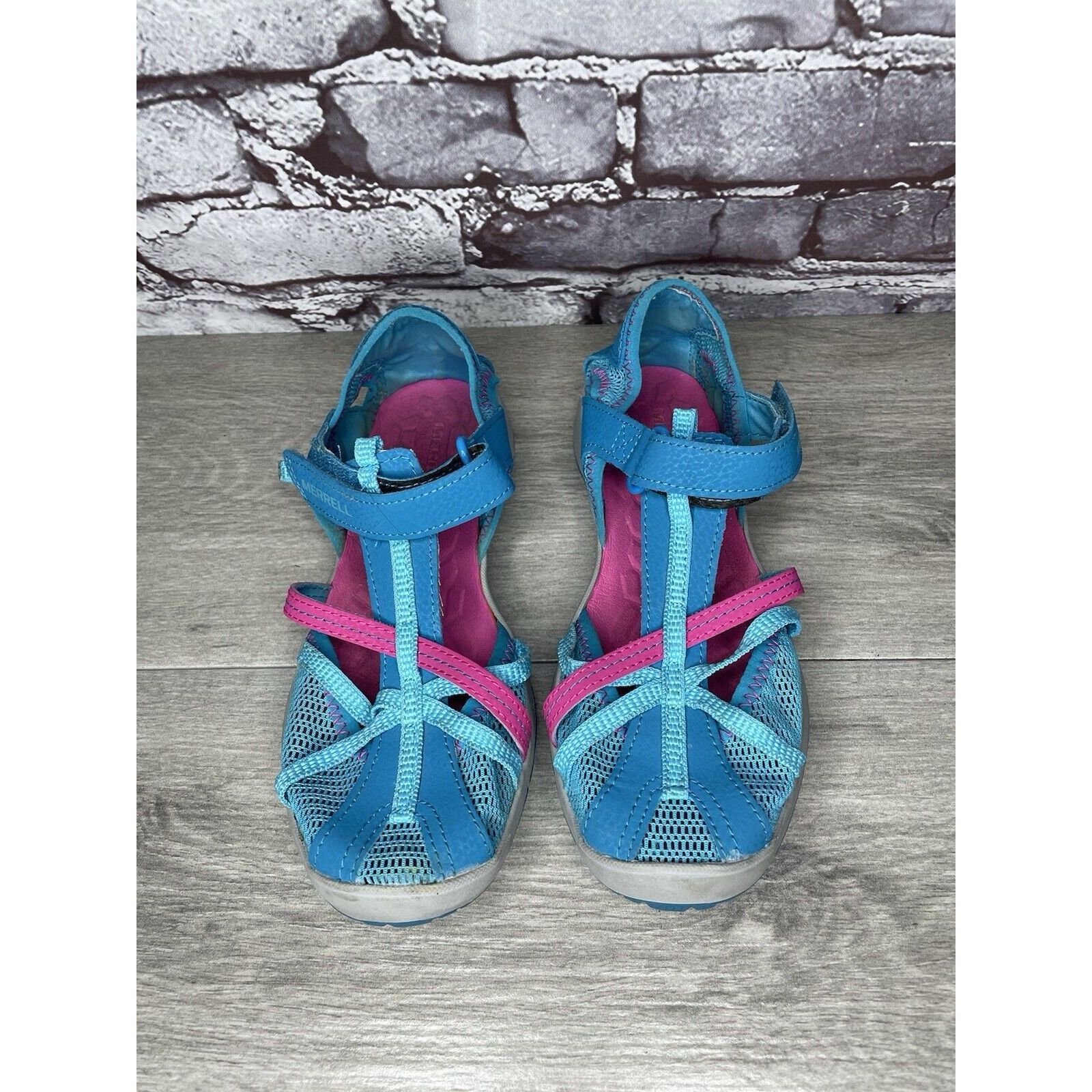 Merrell Merrellb61594 Blue Textile Synthetic Mesh Maryjane Strap Sho Size US 5 / IT 35 - 3 Thumbnail