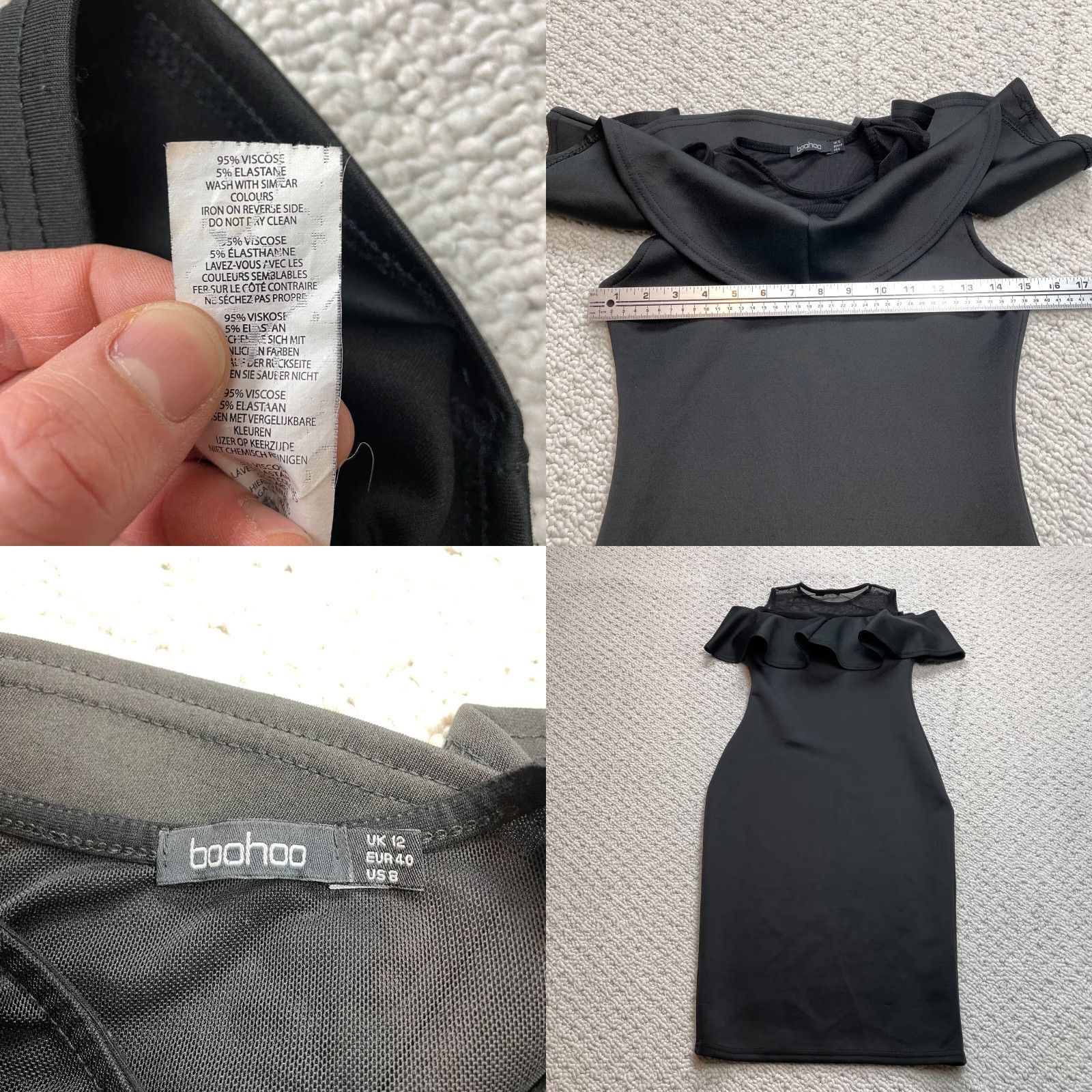 Boohoo VINTAGE Boohoo Dress Shift Womens 8 Black Ruffle Chiffon Rayon Knee Length Sheer Round Neck Sleeveless Zip Solid Casual Party/Cocktail Travel Womens Size M / US 6-8 / IT 42-44 - 8 Thumbnail