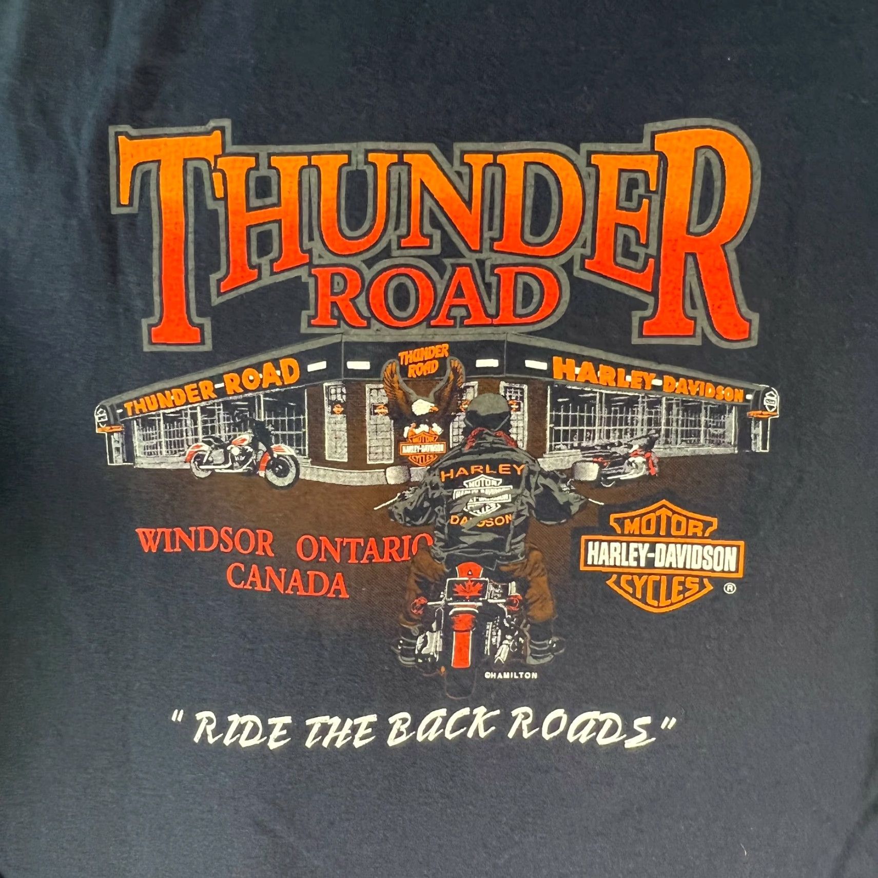 Harley Davidson Vintage Harley-Davidson T-Shirt Men XL Blue Motorcycle Graphic 2000 Thunder Road Canada Size US XL / EU 56 / 4 - 2 Thumbnail