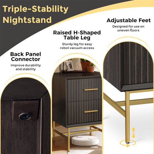 Designer × Homemade MDF Wood Brown Nightstand Small Cabinet Side Tables Bedroom Size US L / EU 52-54 / 3 - 3 Thumbnail
