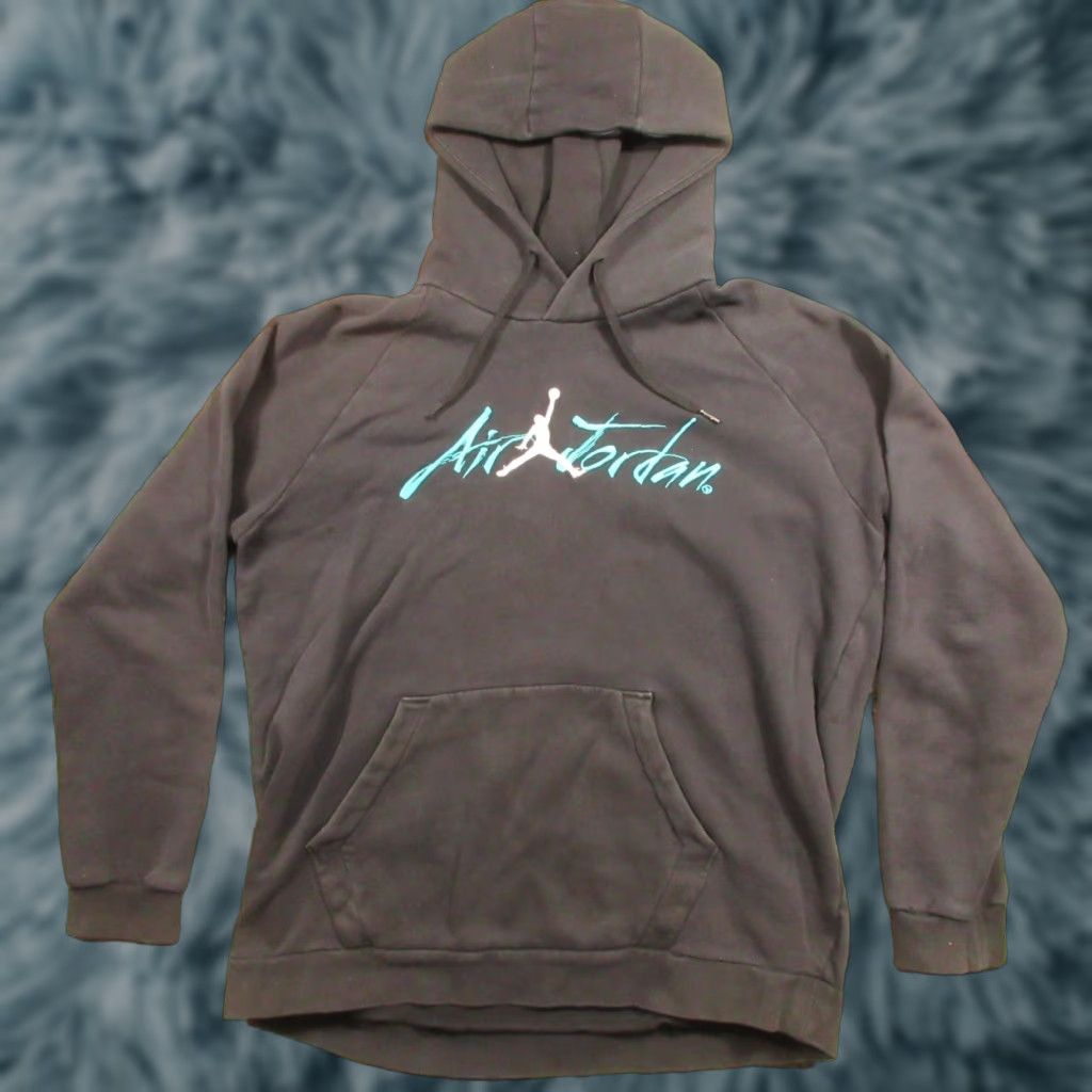 Jordan Brand VINTAGE Air Jordan Hoodie Mens XL Black Hooded Sweatshirt Jumpman Graphic Print Zip Closure Pockets Logo Fleece Size US XL / EU 56 / 4 - 1 Thumbnail