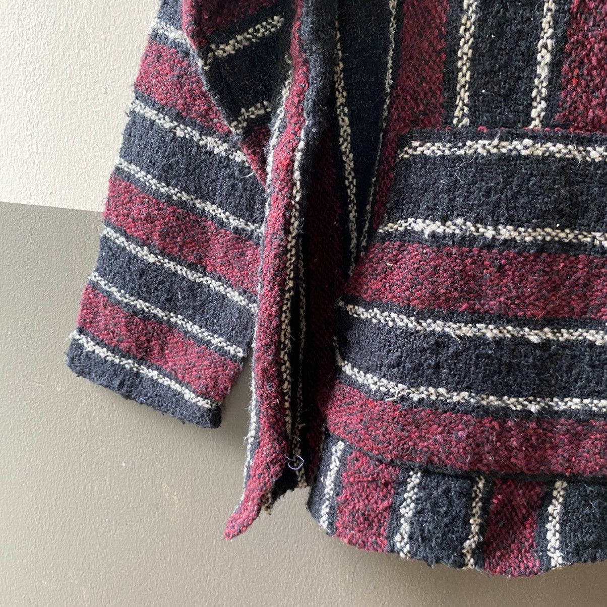 Vintage Burgundy & Navy Striped Baja Hoodie Pullover Size US M / EU 48-50 / 2 - 6 Thumbnail