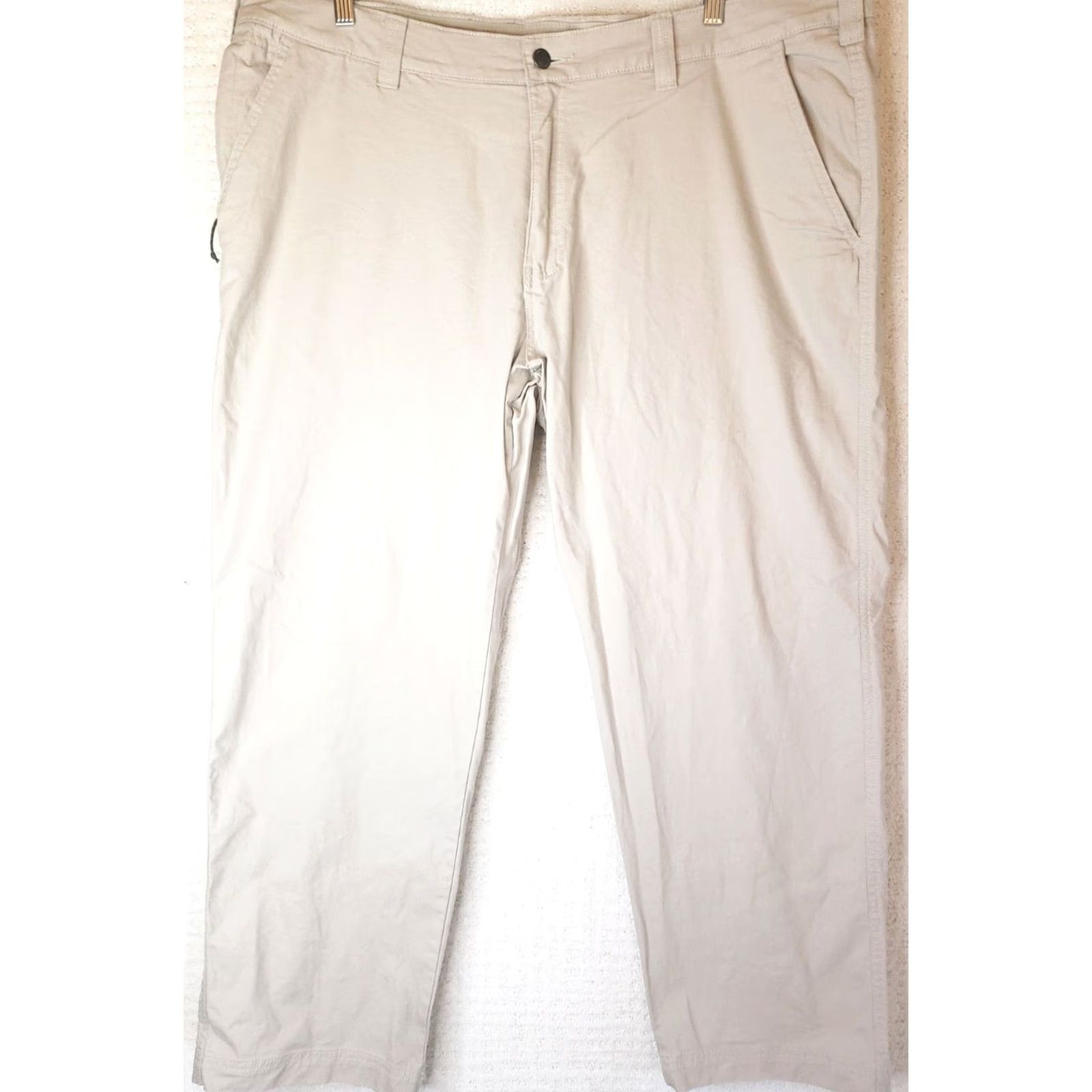 Vintage Columbia Pants Men 5-Pocket Canvas Khaki Beige Side Zip Pocket 42x30 Straight Leg Chino Casual Workwear Size US 42 / EU 58 - 2 Thumbnail