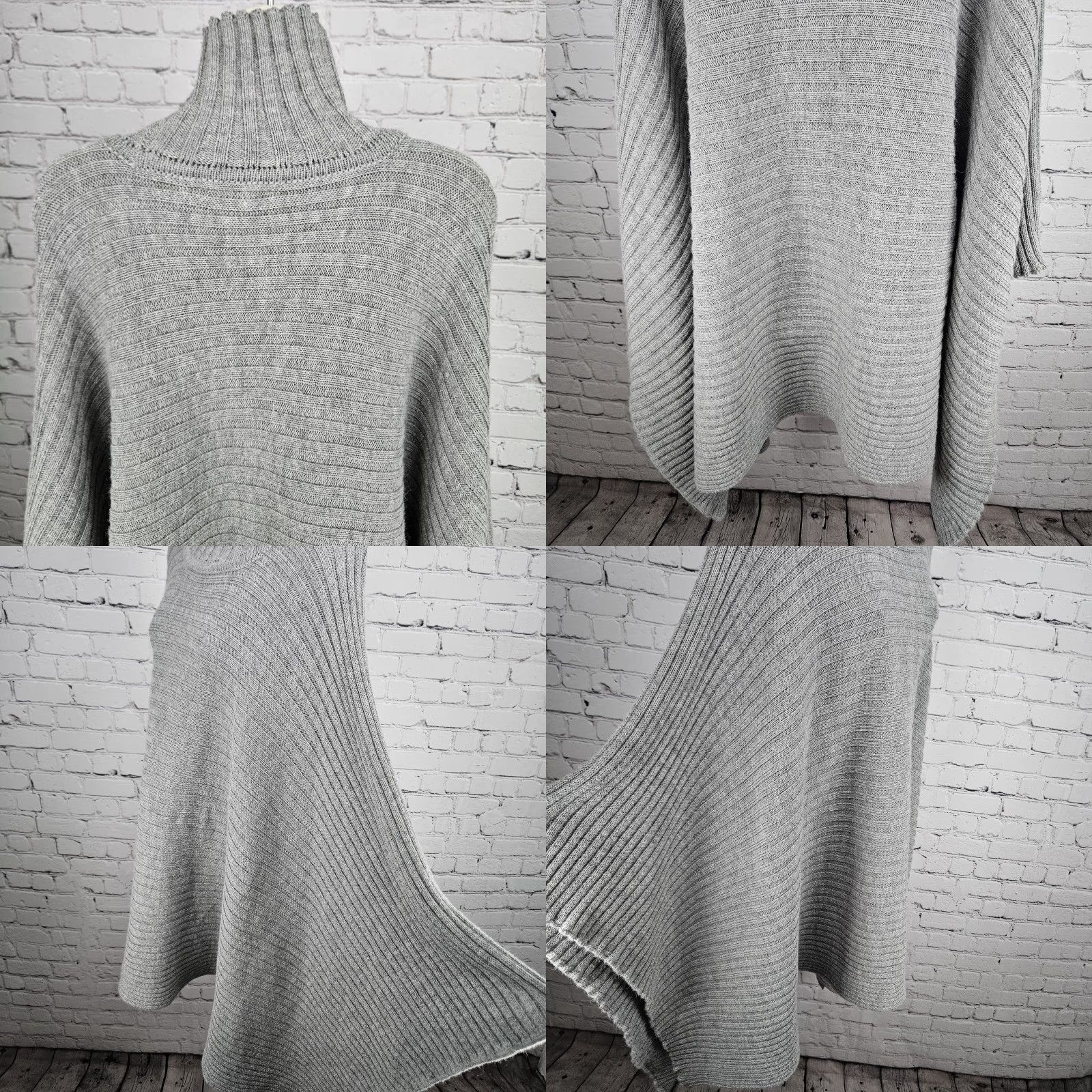 Vintage Gaeltarra Sweater One Size Grey Alpaca Wool Ribbed Knit Oversized Turtleneck Poncho F Womens Fall Winter Hand Wash Only Size ONE SIZE - 8 Thumbnail