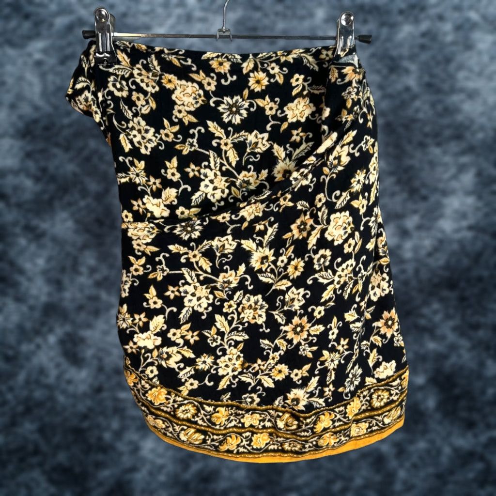 Zara ZARA Skirt Wrap Womens Medium Black Yellow Floral Cotton Tie Short 2020s Summer Spring Casual Womens Size 32" / US 10 / IT 46 - 1 Thumbnail