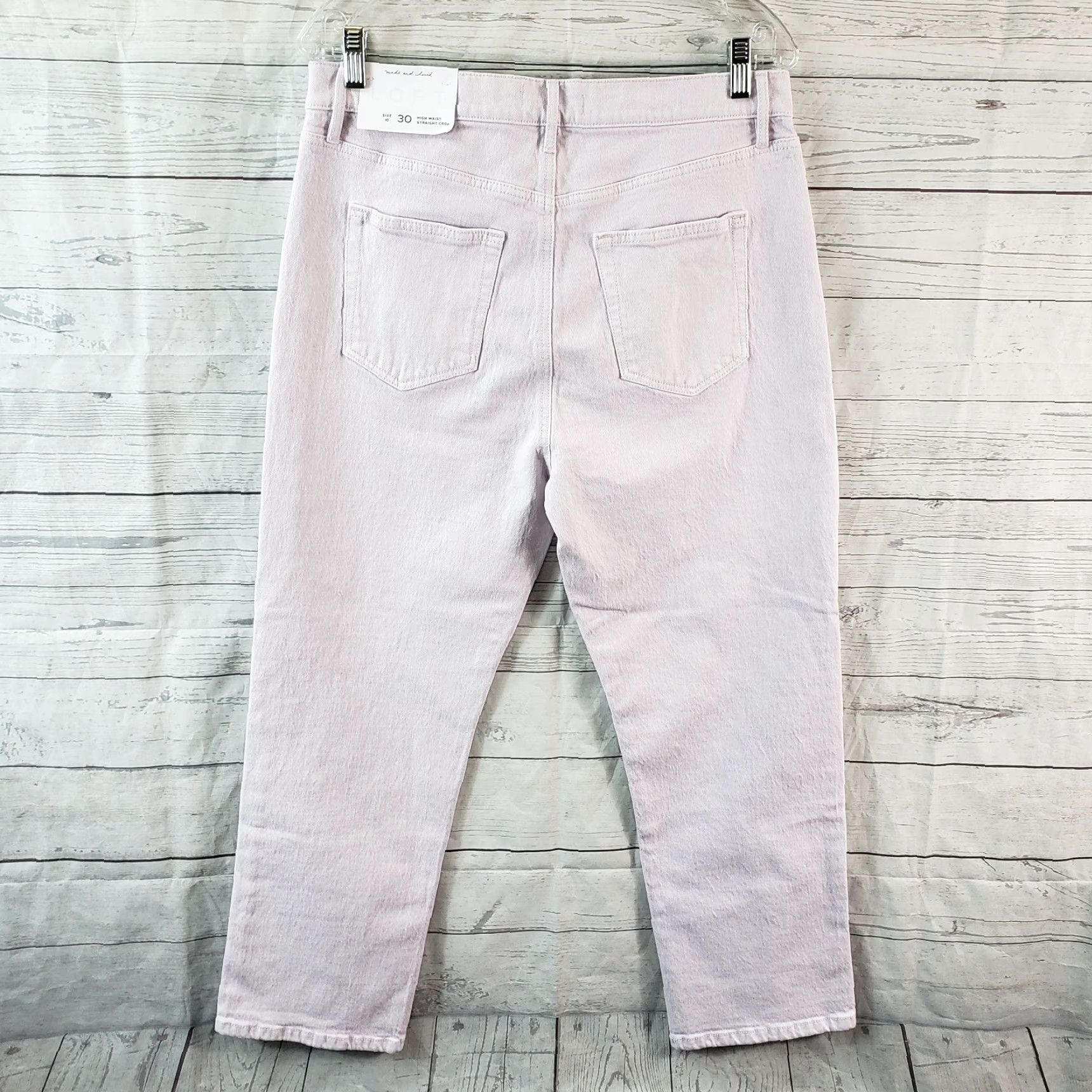 Loft VINTAGE? No — Ann Taylor LOFT Womens High Waist Straight Crop Jeans Sz 10 Light Purple Size 32" / US 10 / IT 46 - 3 Thumbnail