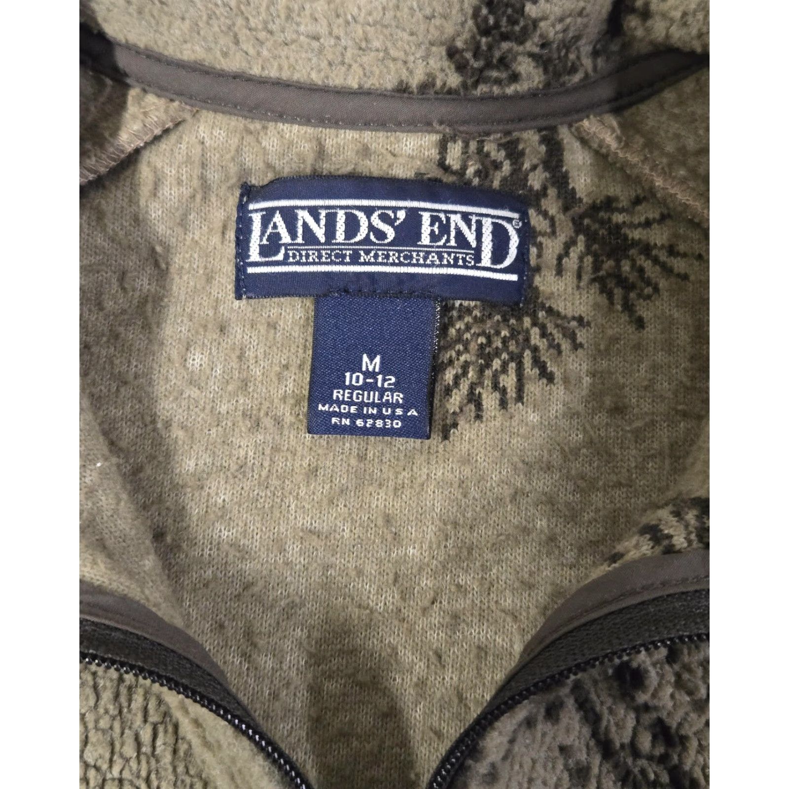 Lands' End VINTAGE Lands' End Jacket Womens M Gray Floral Fleece Full Zip Stand Collar Pockets Zipper 90s Pinecone Nature Outdoor Casual Travel Made in USA Size M / US 6-8 / IT 42-44 - 4 Thumbnail